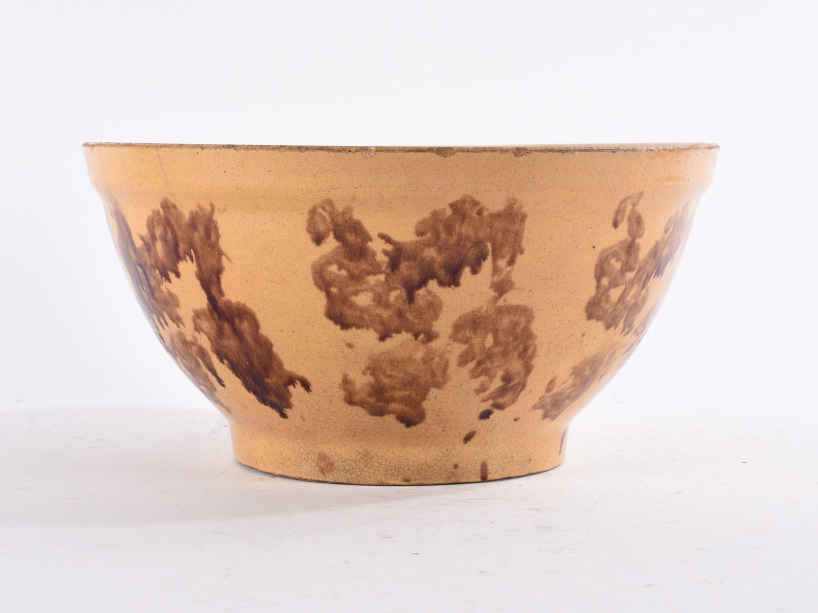 Yelloware Sponge Decorated Mixing Bowl ca. 1880 (1 of 3)