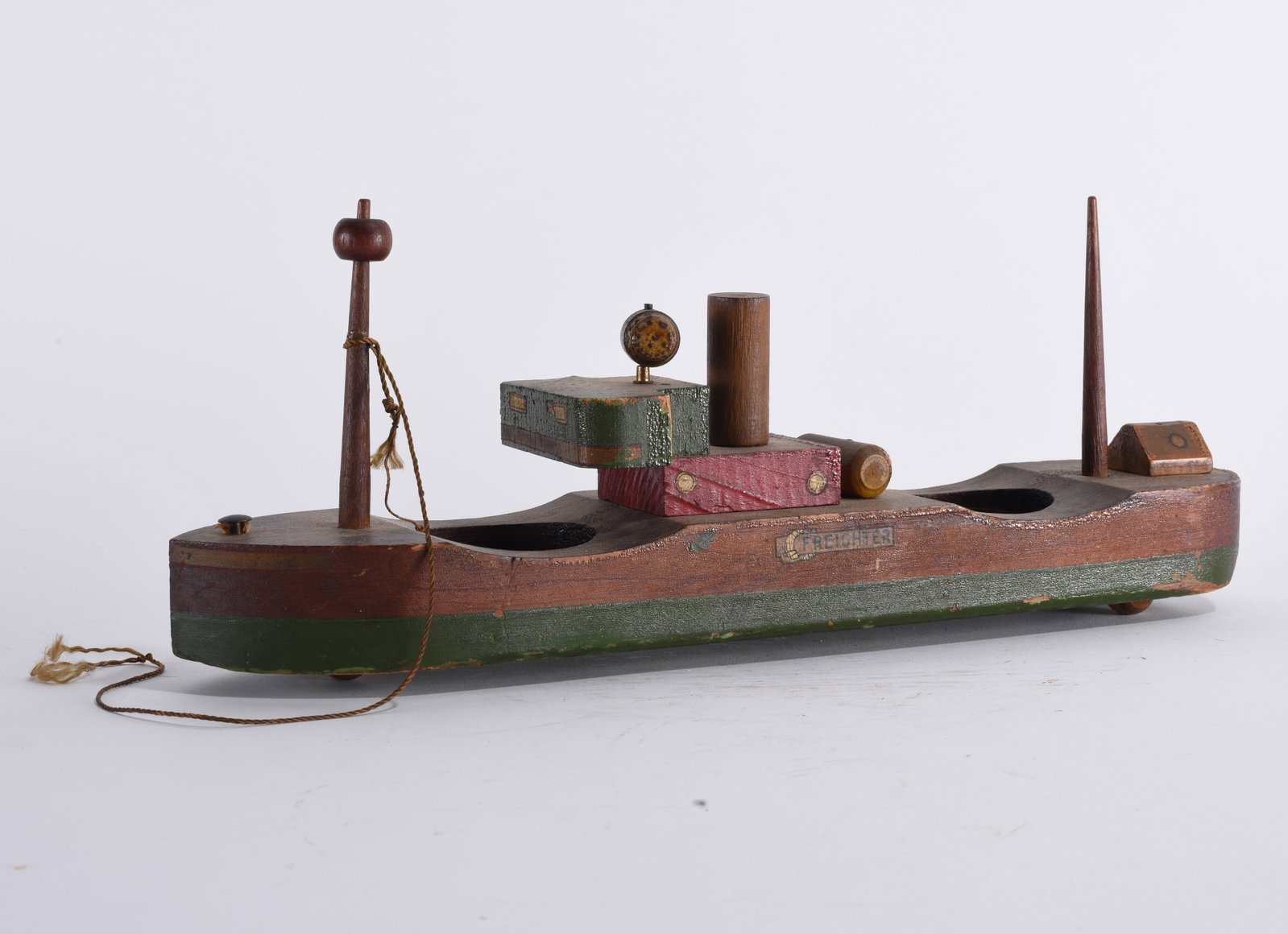 ca. 1900 Wooden Ship Pull Toy (1 of 3)