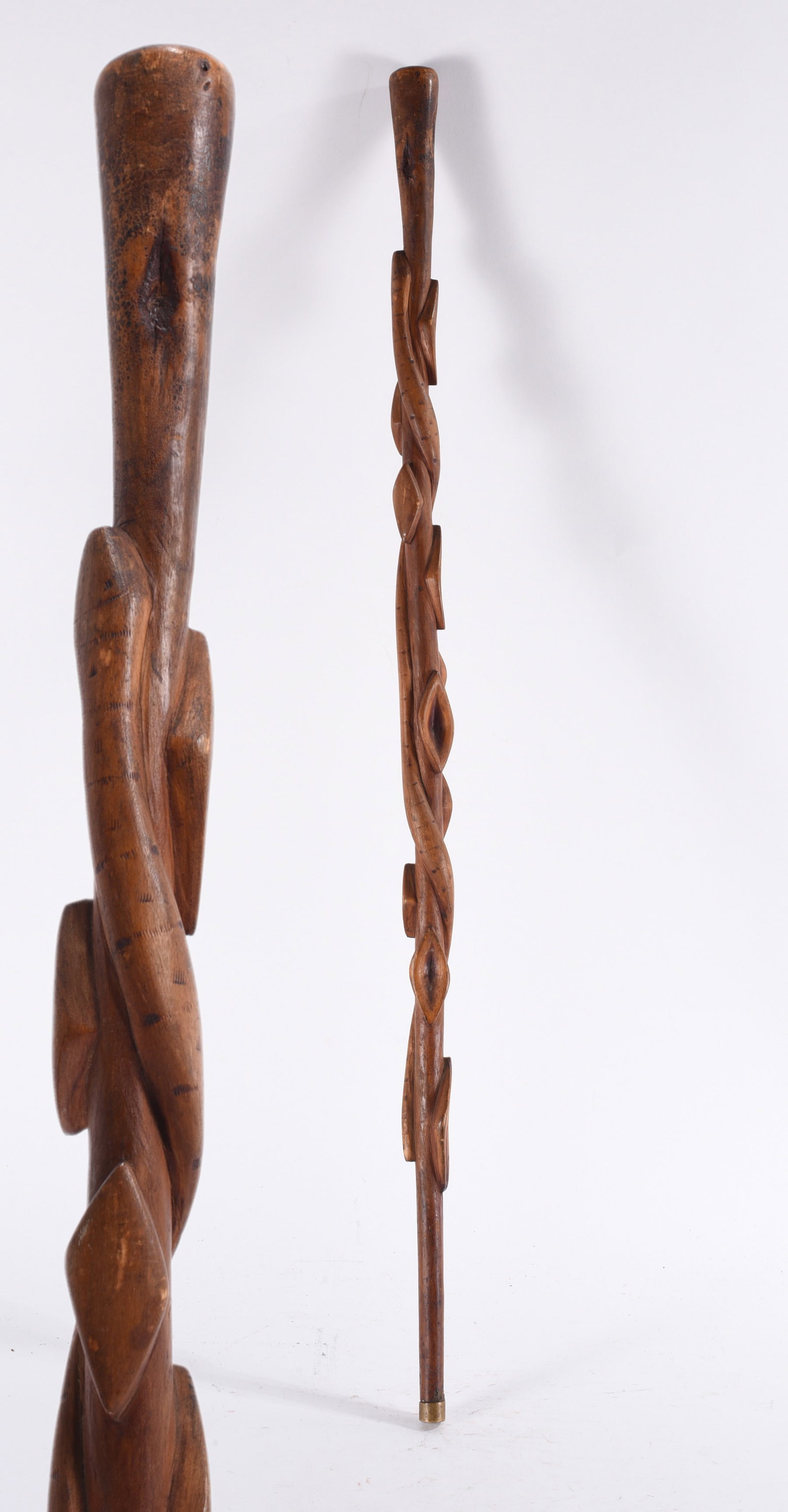 Folk Art Carved Walking Stick with Snake (1 of 4)