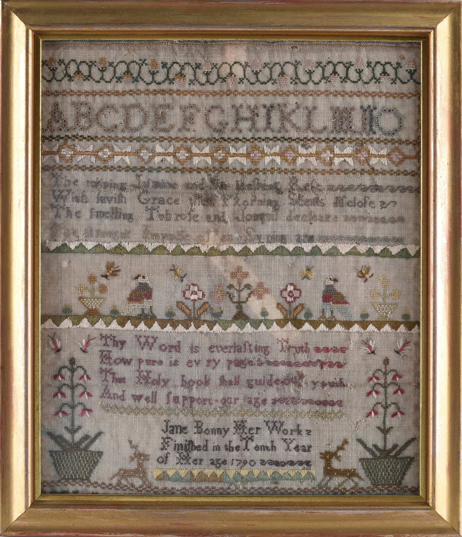 Jane Bonny Needle Work Sampler 1790 (1 of 2)