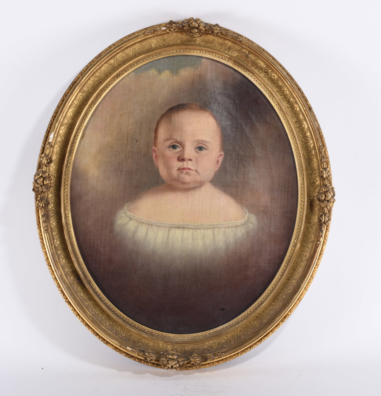 Folk Art Oil Painting ca. 1840: Folk Art Oil Painting ca. 1840 21"x26"