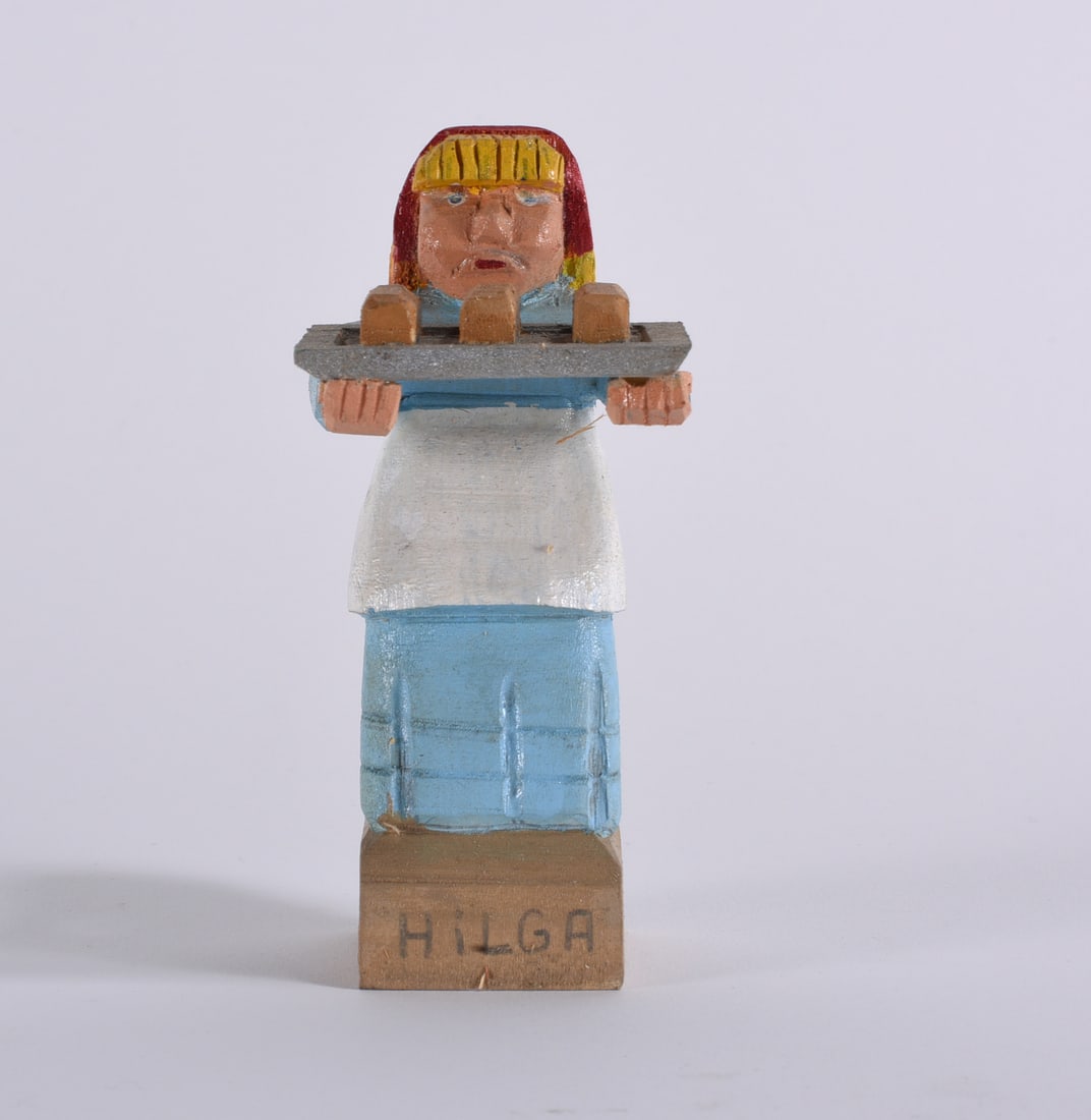 Clyde Herman Folk Art Wood Carving: Clyde Herman Folk Art Wood Carving - 5" Clyde Herman carved 100's of carvings from the mid 1970s to the early 2000s. He was from Mercer, PA