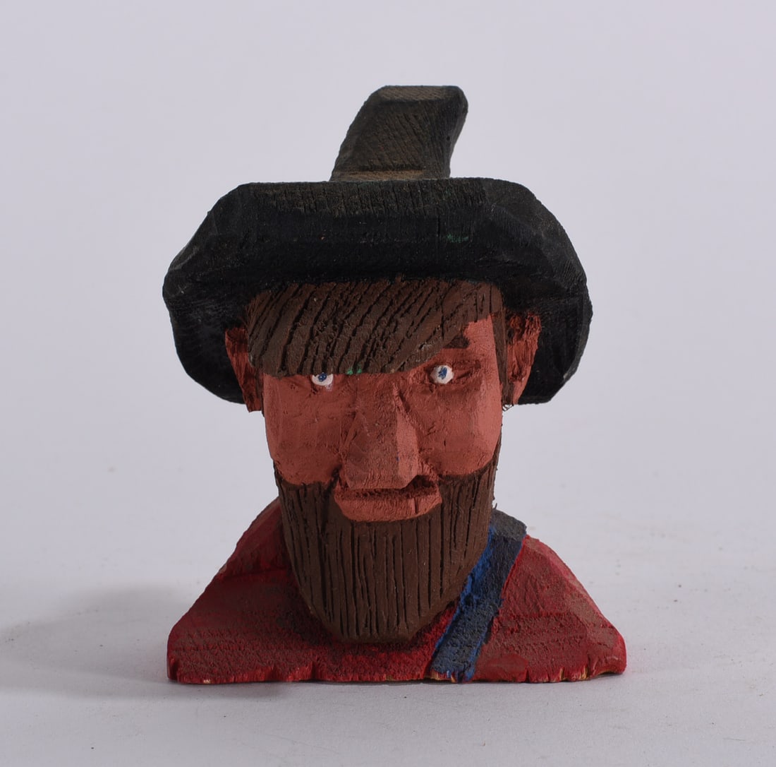 Clyde Herman Folk Art Wood Carving: Clyde Herman Folk Art Wood Carving 3" Clyde Herman carved 100's of carvings from the mid 1970s to the early 2000s. He was from Mercer, PA