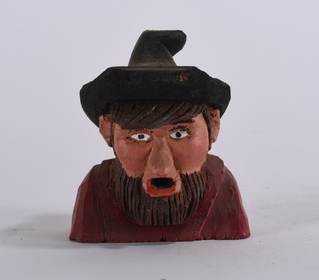 Clyde Herman Folk Art Wood Carving: Clyde Herman Folk Art Wood Carving 3" Clyde Herman carved 100's of carvings from the mid 1970s to the early 2000s. He was from Mercer, PA