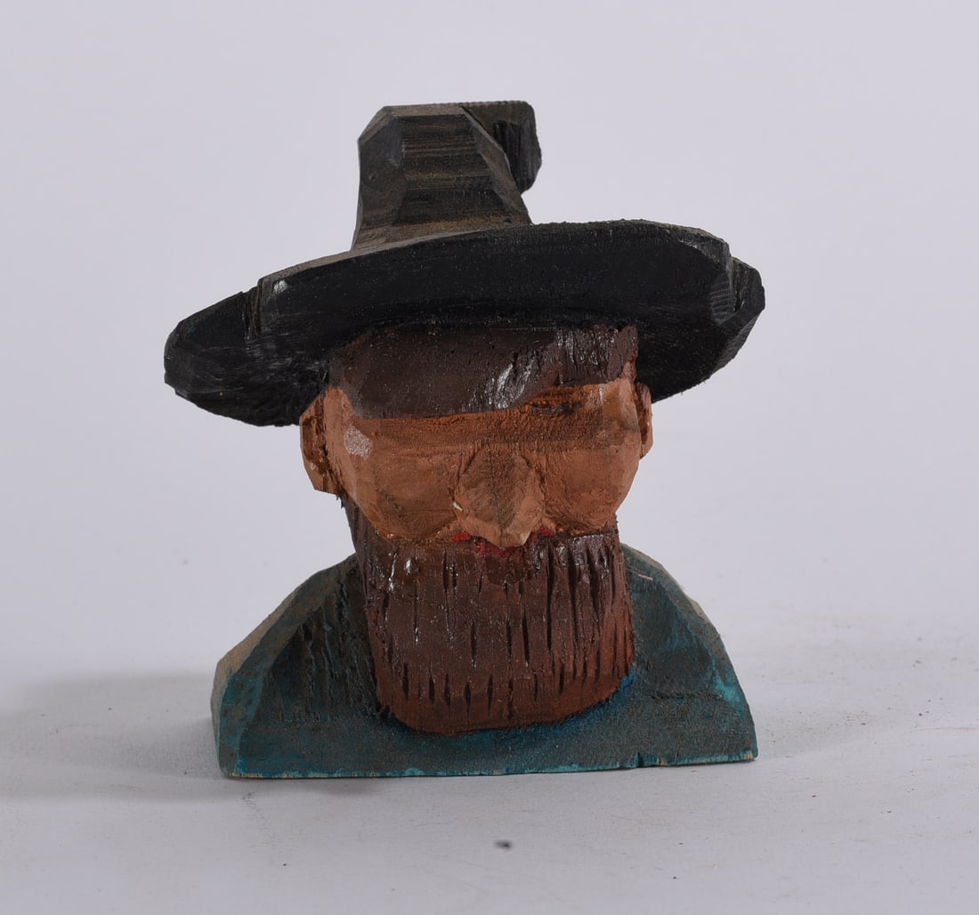 Clyde Herman Folk Art Wood Carving: Clyde Herman Folk Art Wood Carving 3" Clyde Herman carved 100's of carvings from the mid 1970s to the early 2000s. He was from Mercer, PA