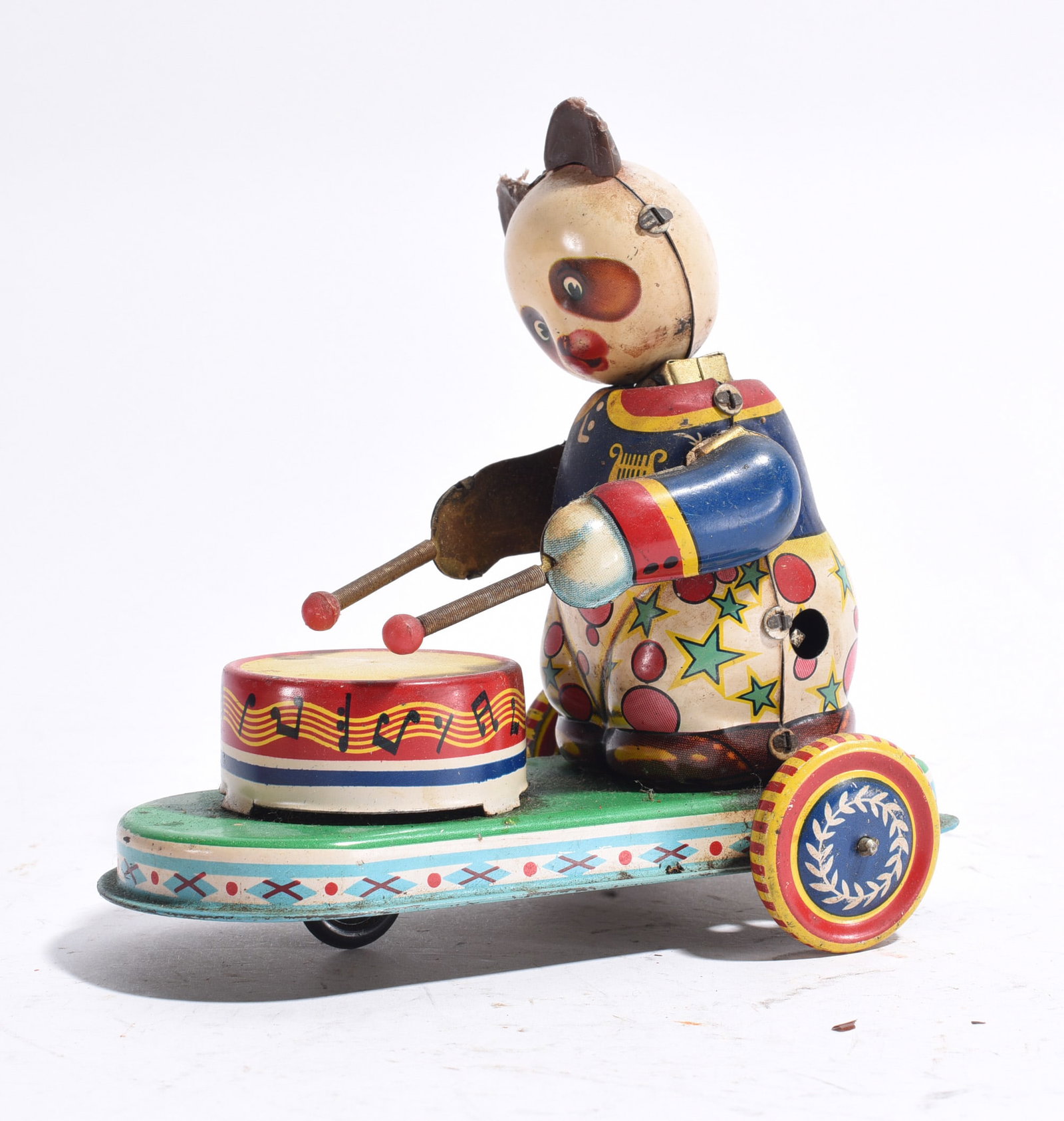 Tin Lithograph Drumming Bear Wind-Up Toy (1 of 3)
