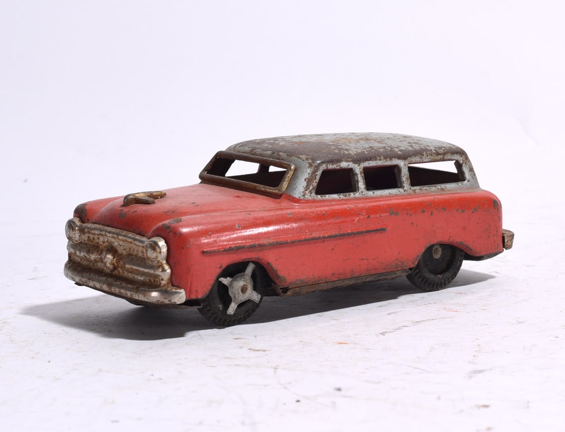 Red and Gray Tin Station Wagon (1 of 2)