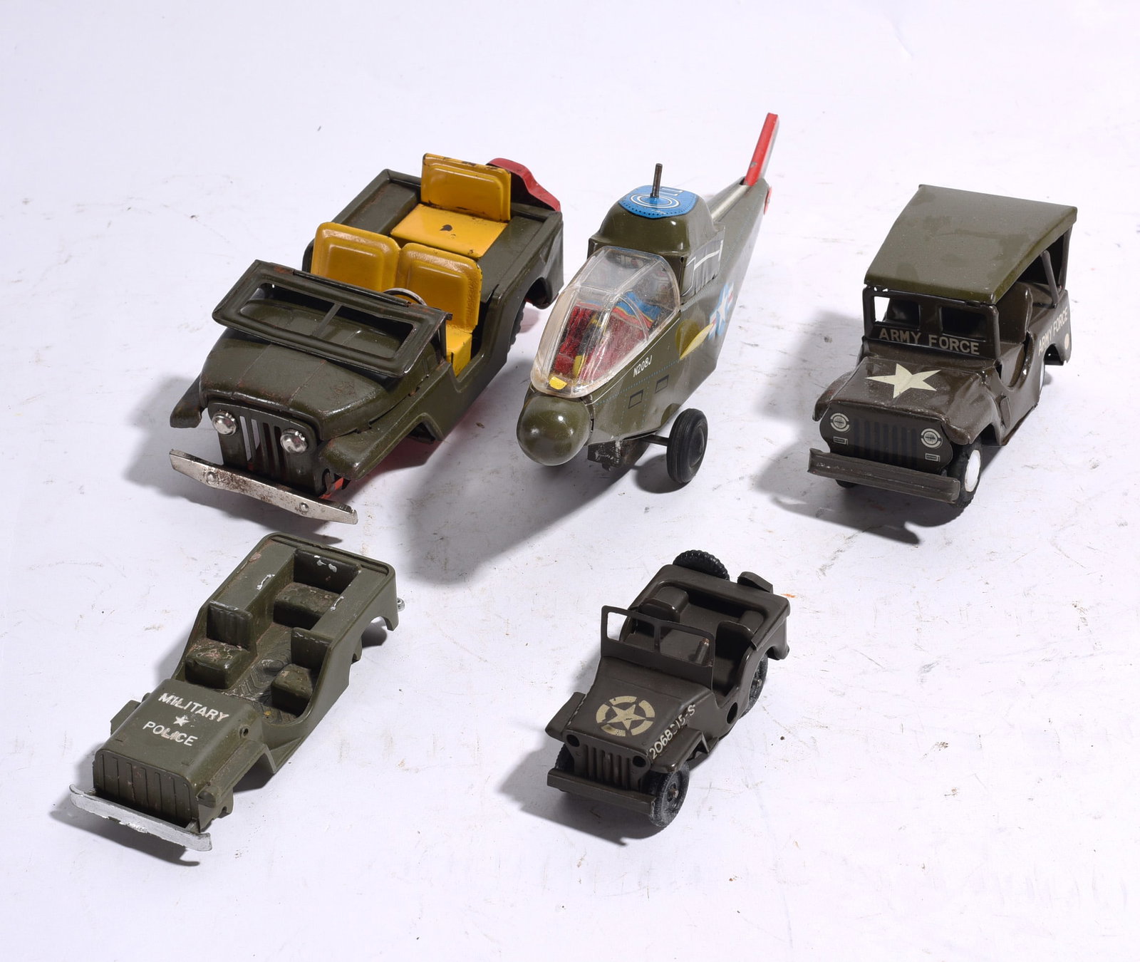 Group of Five Military-Themed Toy Vehicles and Aircraft (1 of 1)