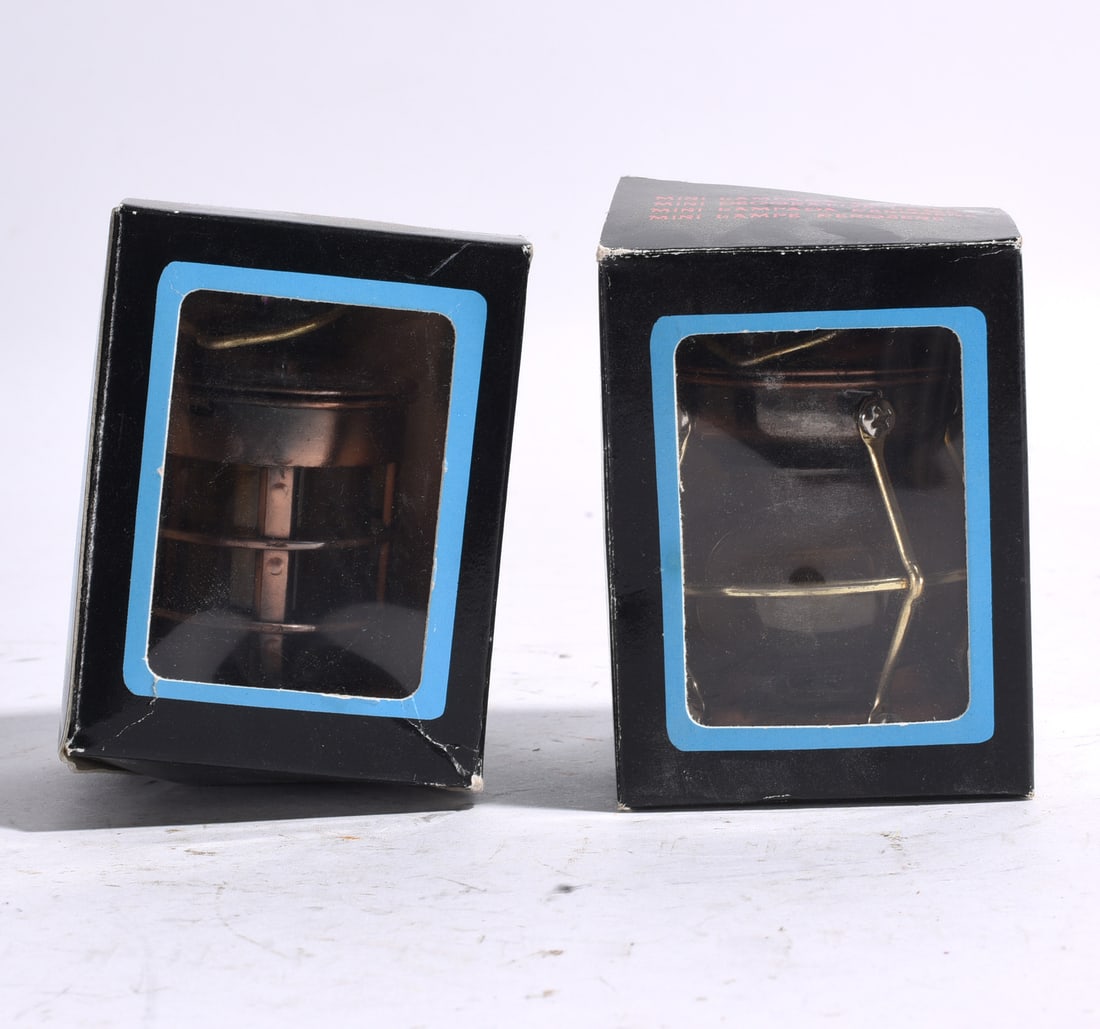 Pair of Boxed Engine Piston Desk Models: Pair of boxed desktop engine piston models or automotive-themed display collectibles. Housed in original presentation boxes with viewing windows.