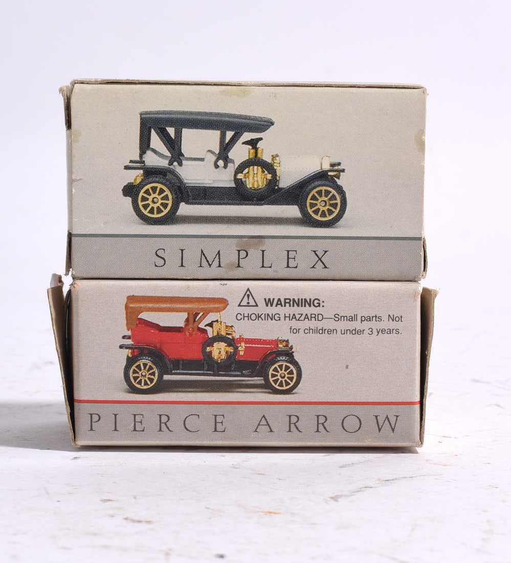 Pair of Simplex & Pierce Arrow Diecast Model Cars with Boxes: Pair of Simplex & Pierce Arrow Diecast Model Cars with Boxes
