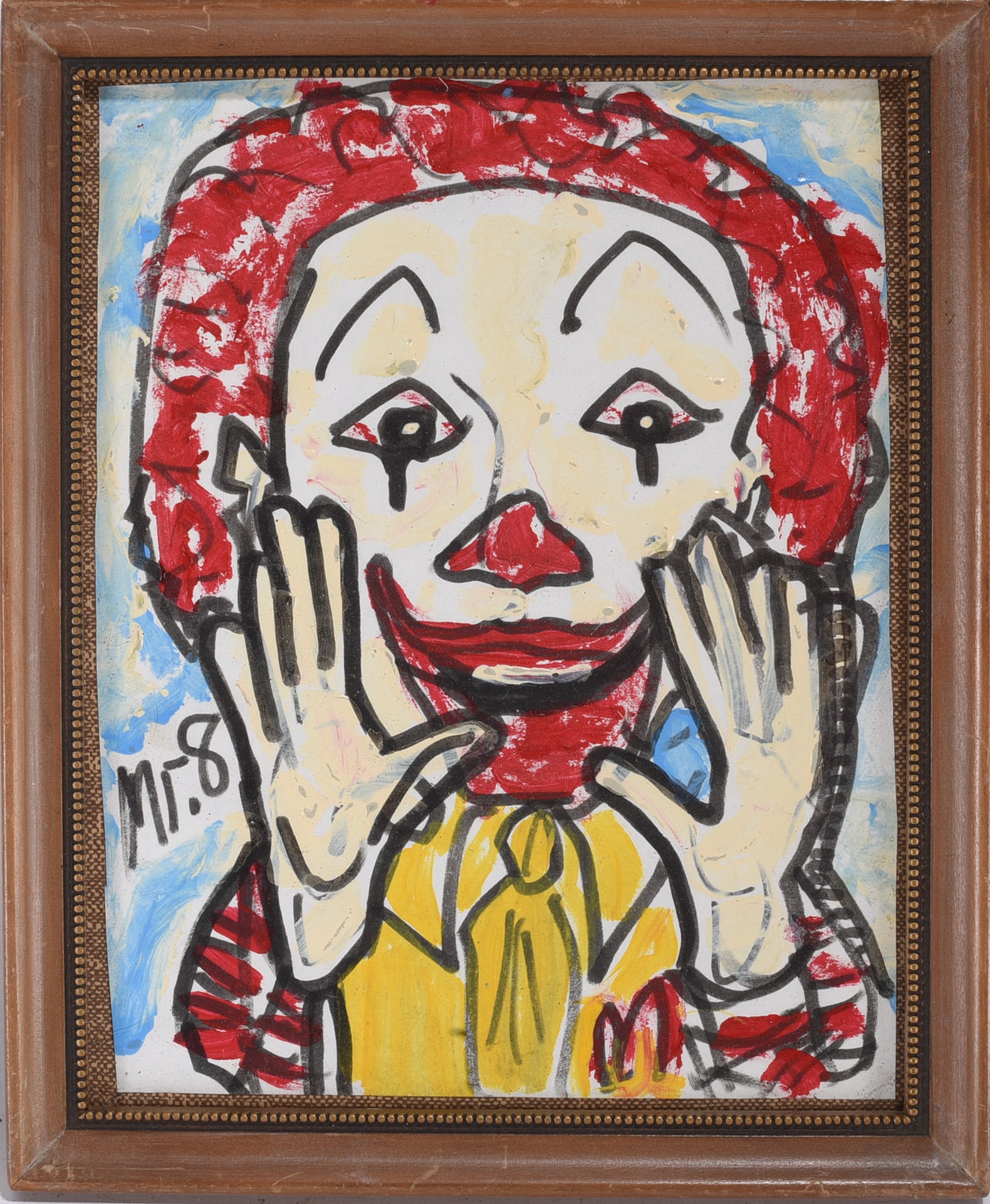 Mr. Eight Outsider Art Painting: Paint on canvas, framed. Mr 8 served in the Iraq War, Today he channels that life experience into massive works of public art across South Carolina. His murals reflect southern character, earning him 
