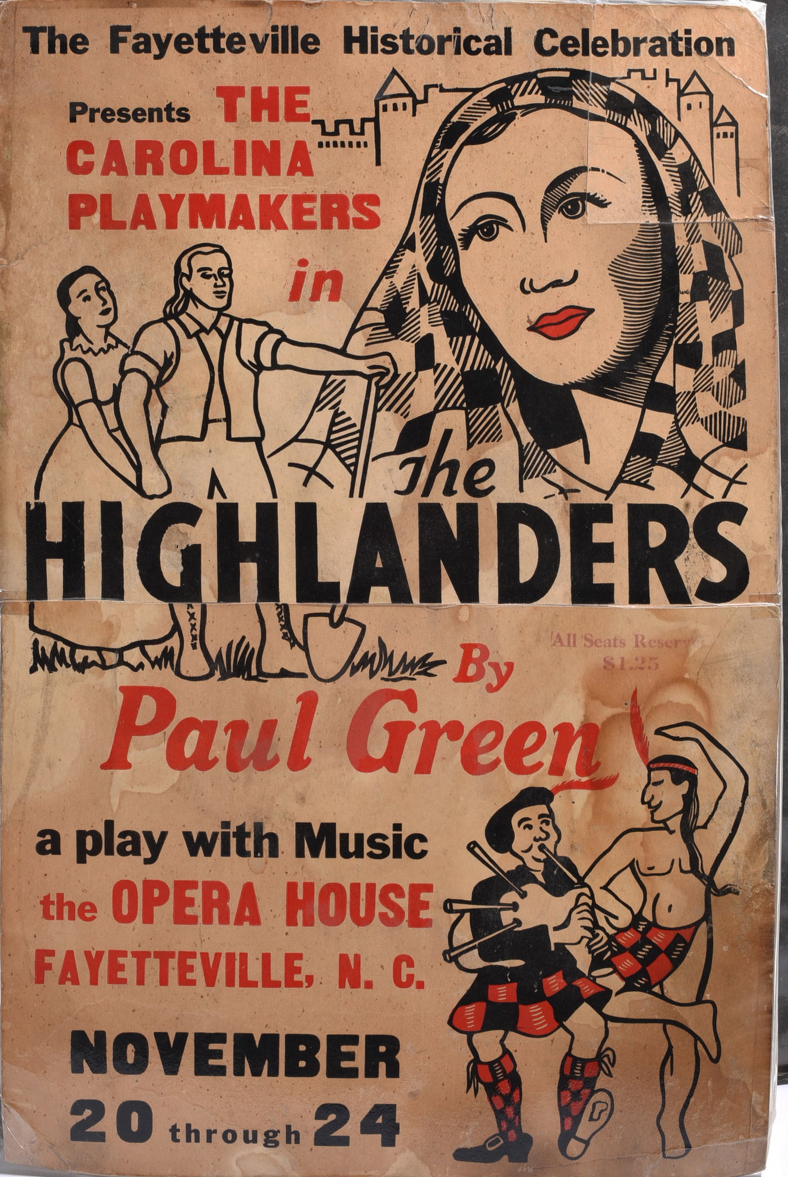 Vintage Carolina Playmakers "The Highlanders" Poster (1 of 2)