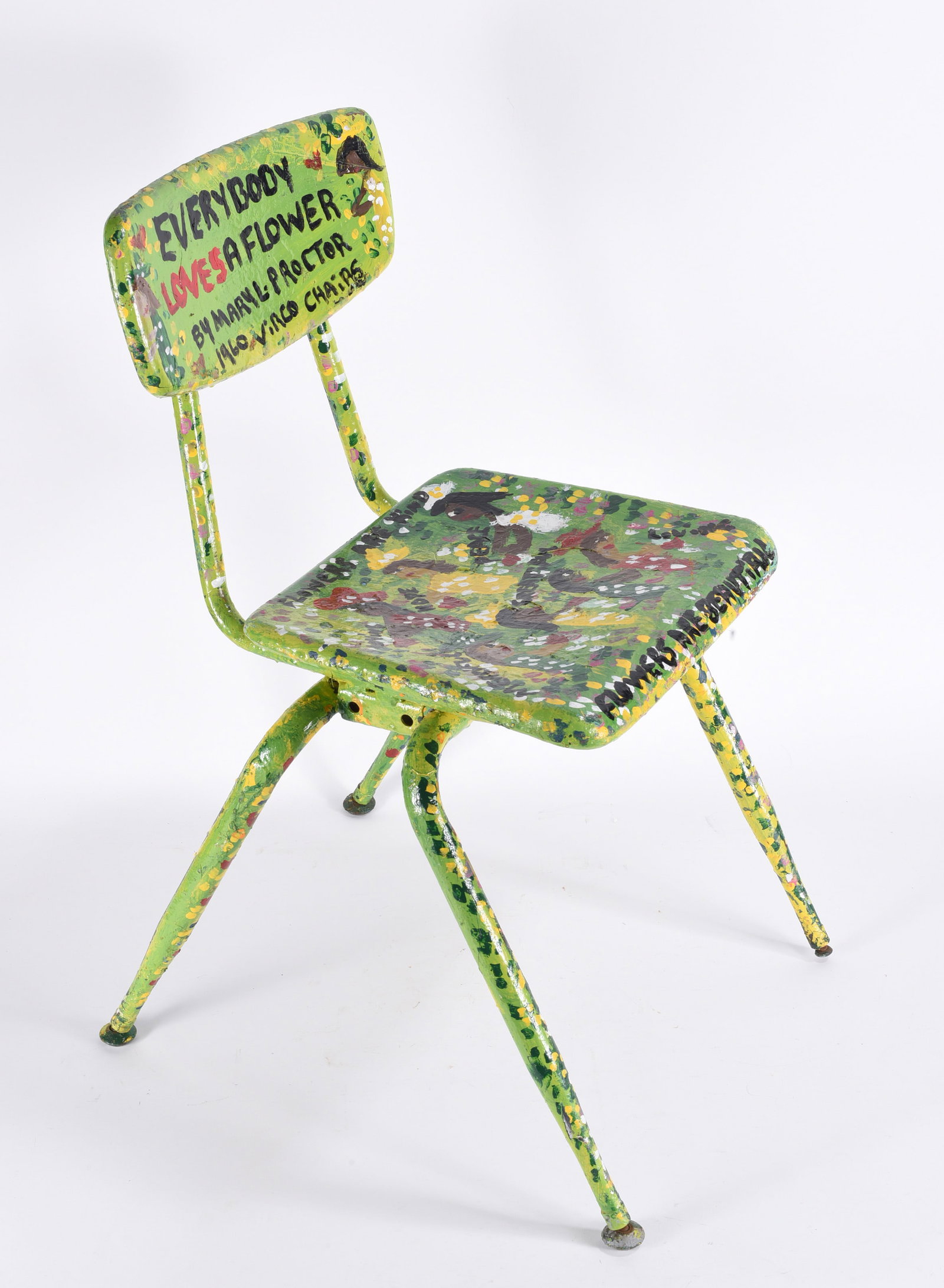 Mary Proctor Folk Art Painting Chair 13"x27": Mary Proctor Folk Art Painting Chair