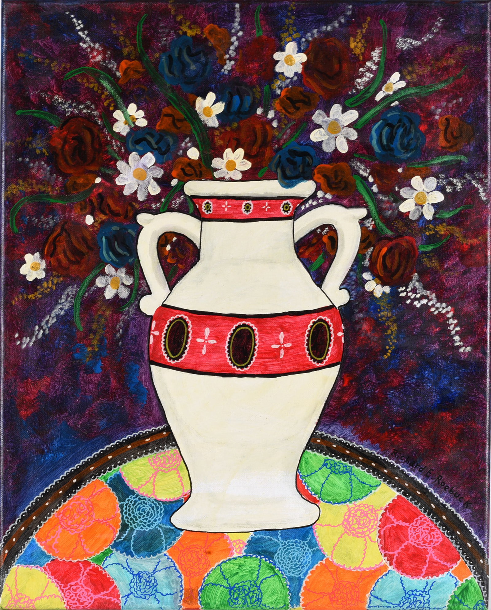 Richard Roebuck Folk Art Painting 16"x20" (1 of 2)