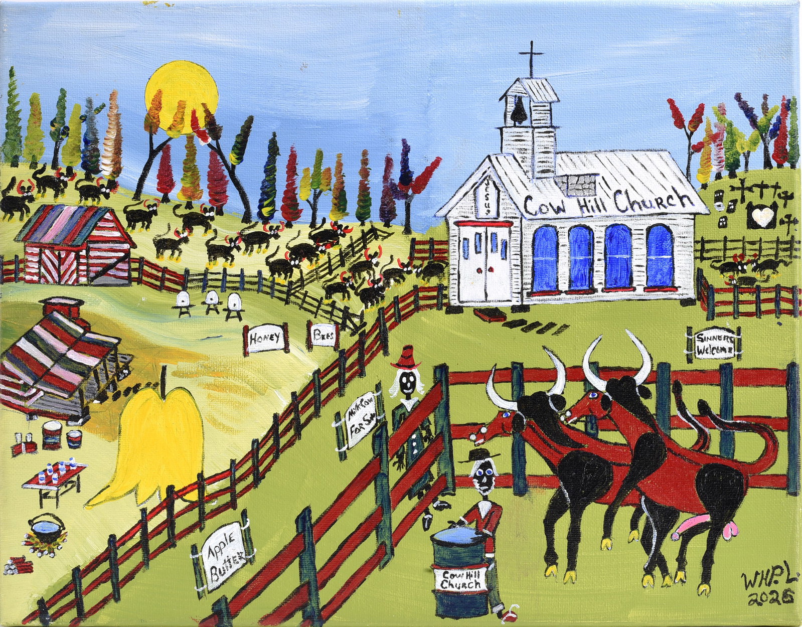 Wade Ledbetter Folk Art Painting 14"x11" (1 of 2)