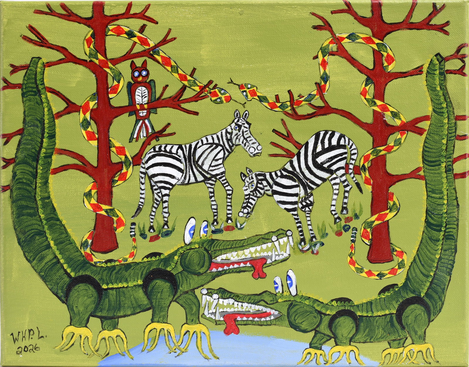 Wade Ledbetter Folk Art Painting 14"x11" (1 of 2)