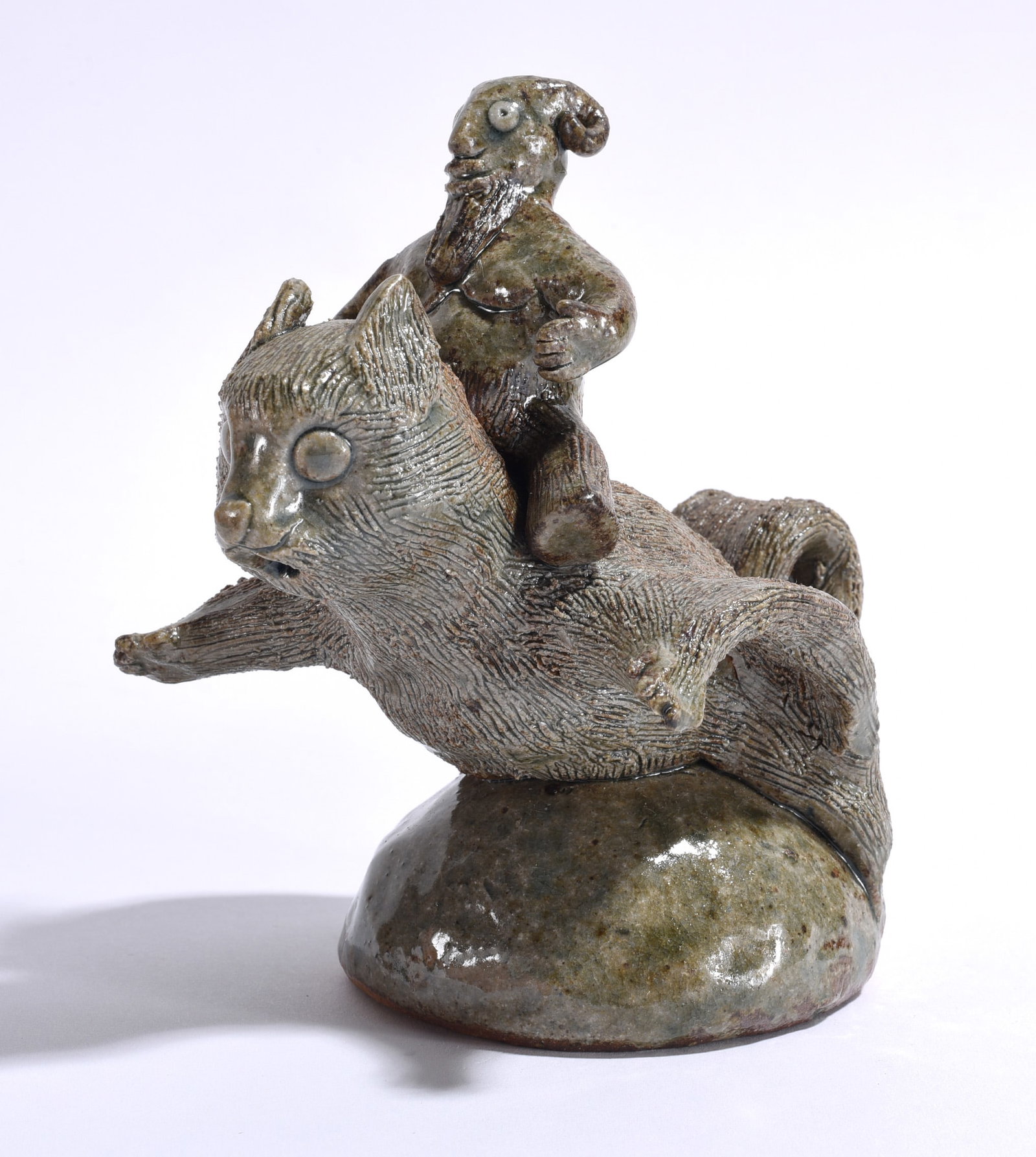 Folk Pottery Flying Squirrel and Rider (1 of 3)