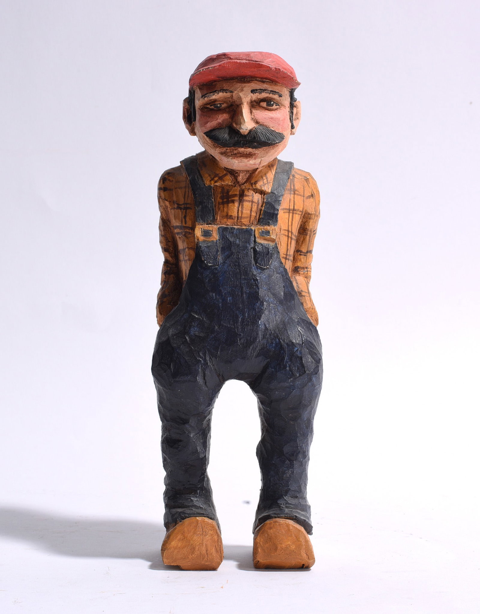 Carved Wooden Figure Signed Julian: carved wood and paint, signed on bottom dated 1986 9"