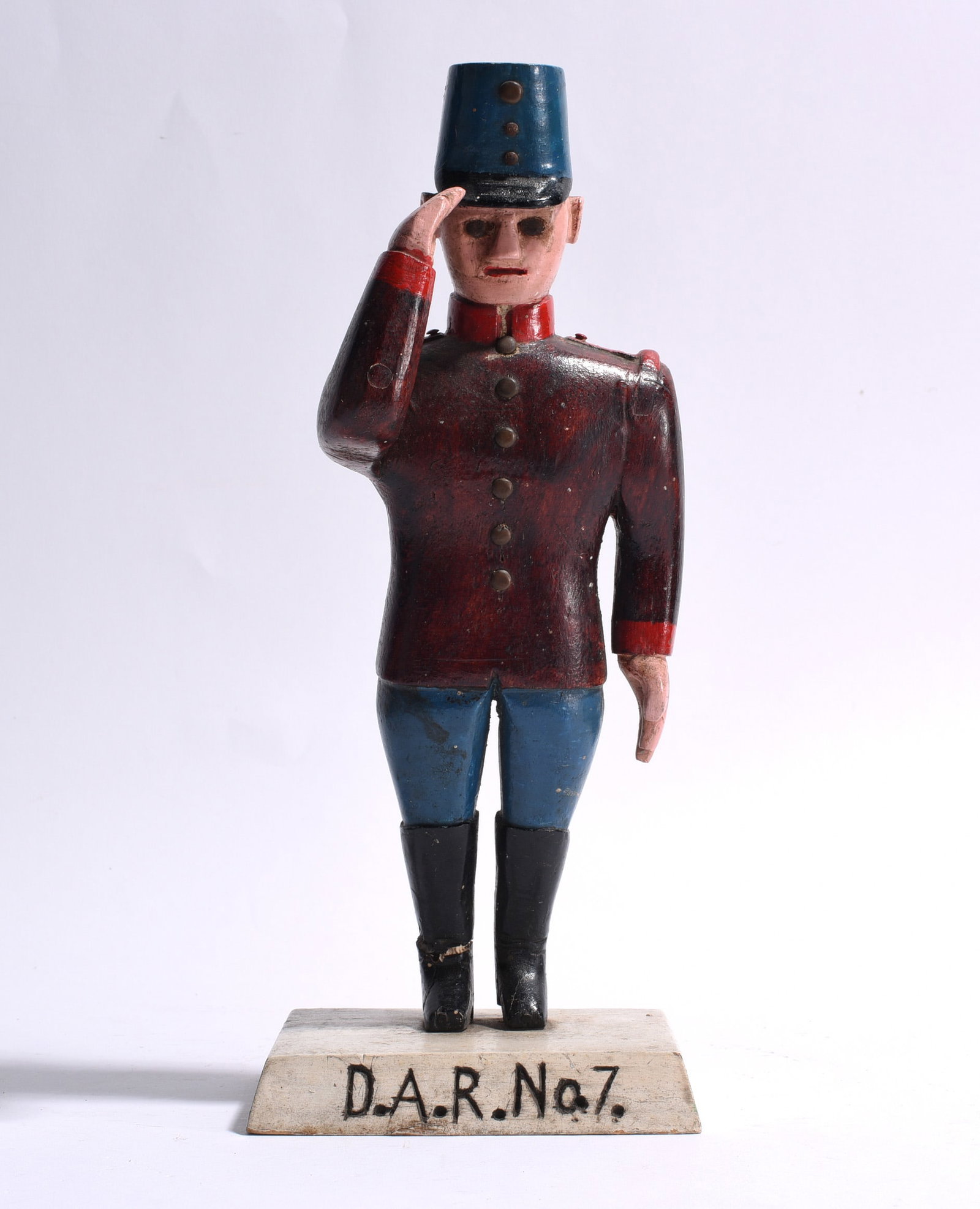 Vintage Carved Wooden Soilder: carved wood and paint. Not signed. 12"