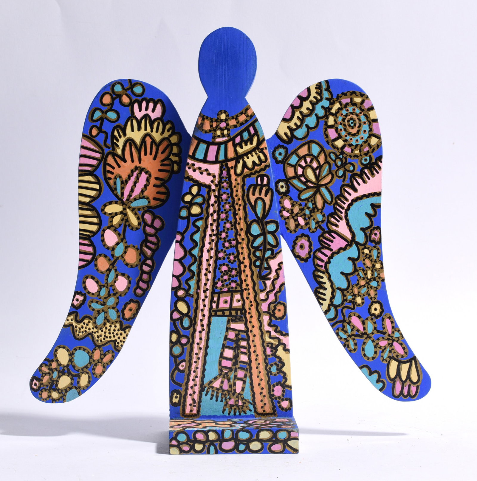 Knox Wilkins Folk Art: wood and paint, signed on back, dated 2000/01 12" x 12"