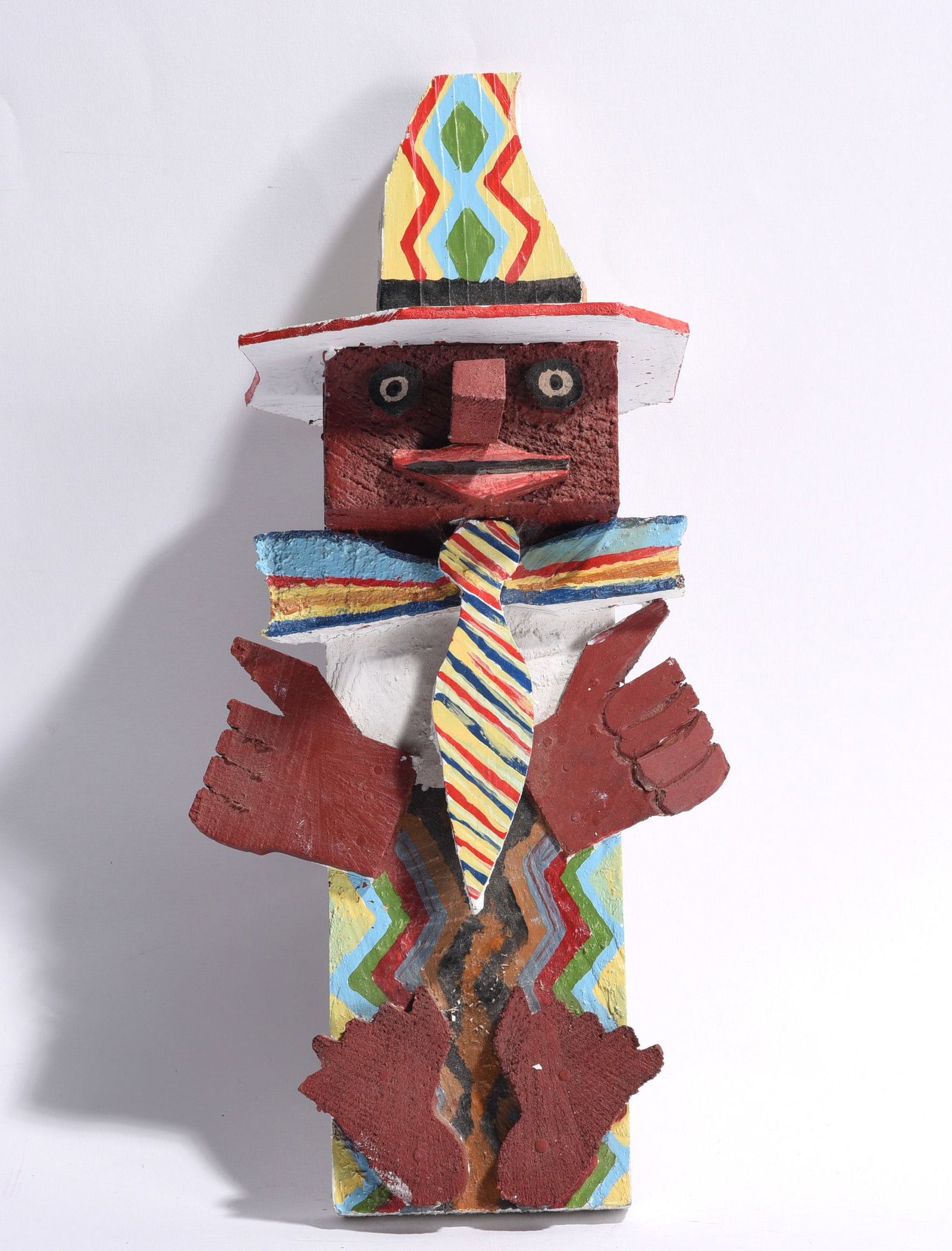 Hames Harold Jennings Carved Folk Art: carved and cut wood, painted. Signed. 6" x 15"