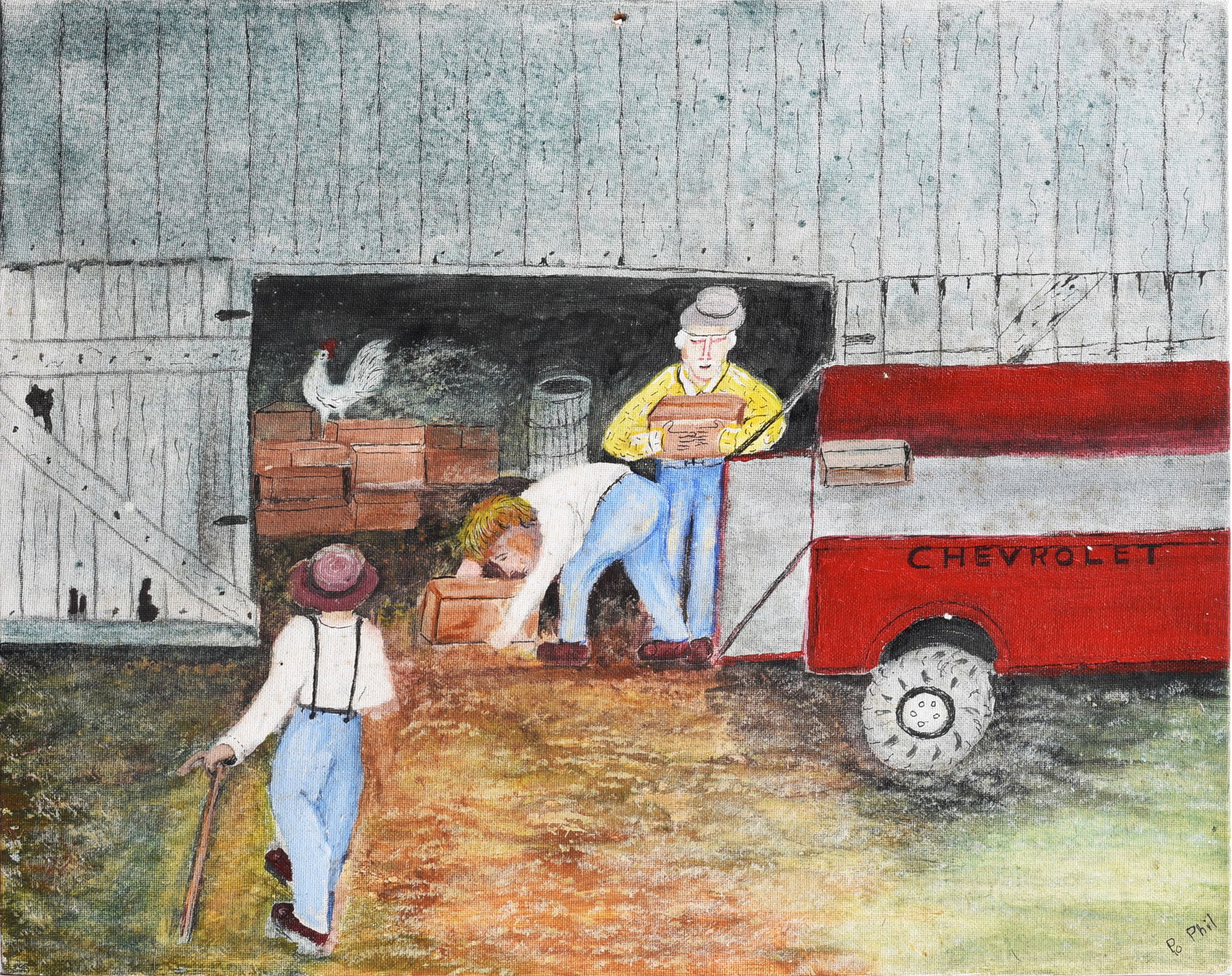 Phyllis Long "Po Phil" Folk Art Painting (1 of 2)