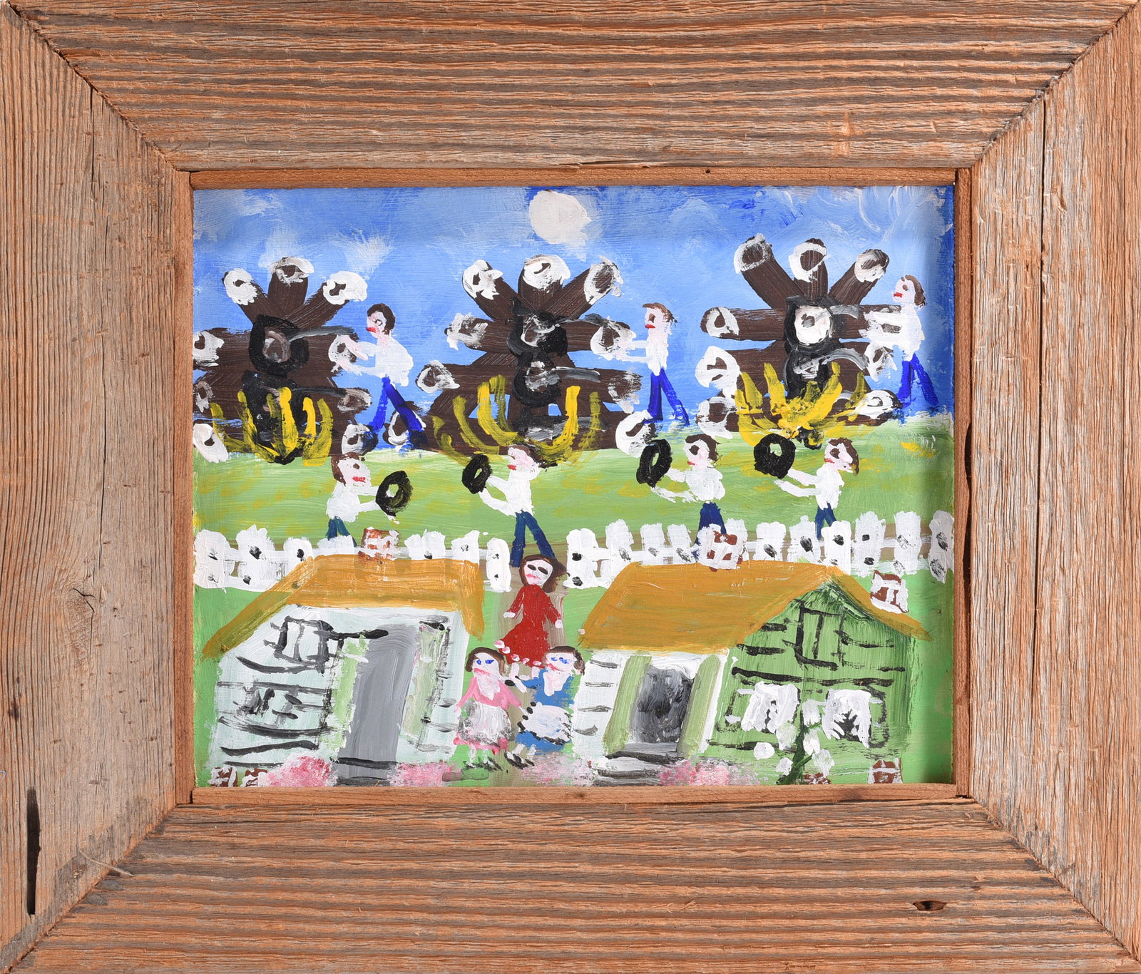May Kugler Folk Art Painting: folk art painting by May Kugler. Signed and labled on back. 15" x 13"