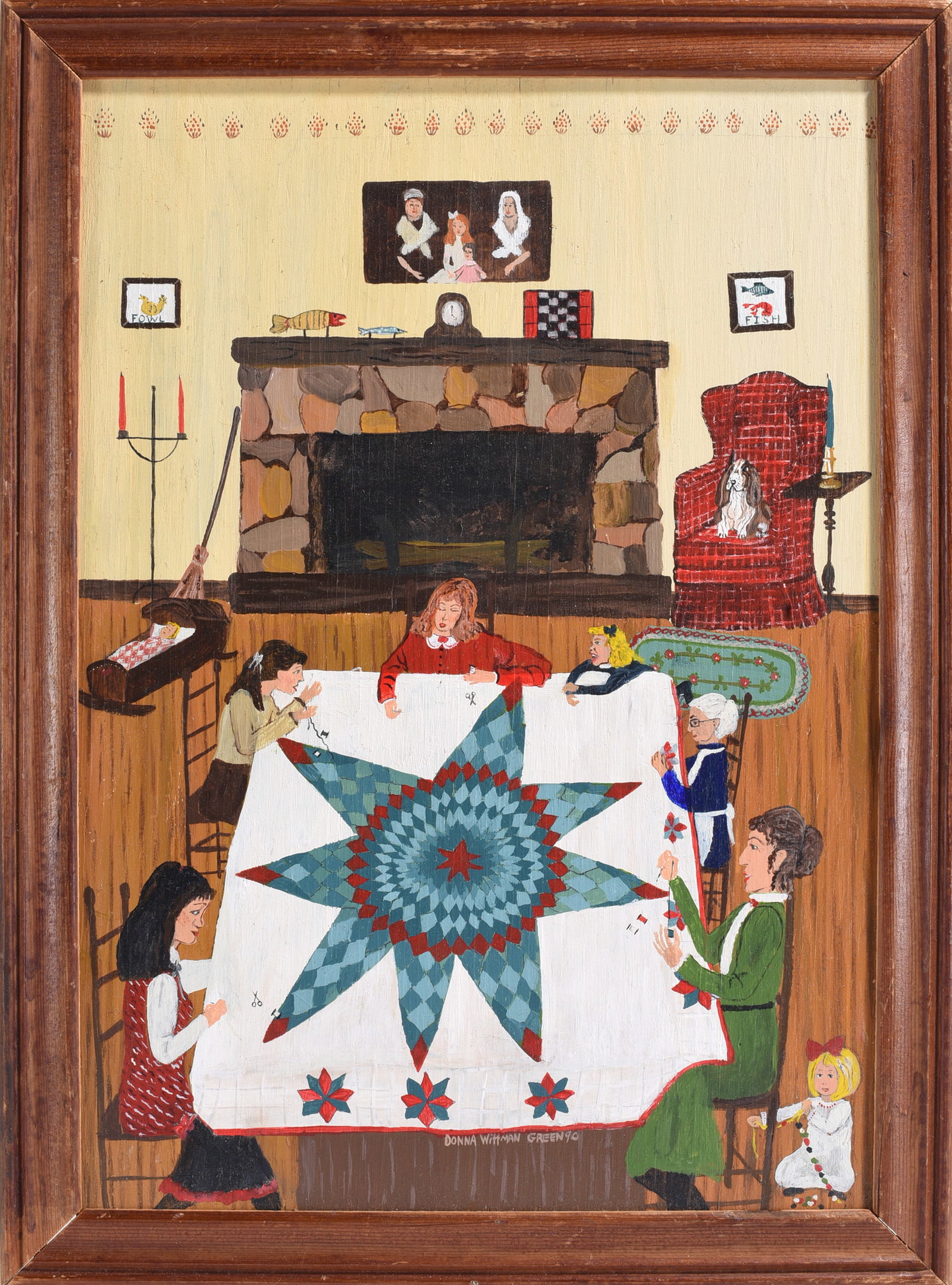 Donna Wittman Green Folk Art Painting (1 of 2)