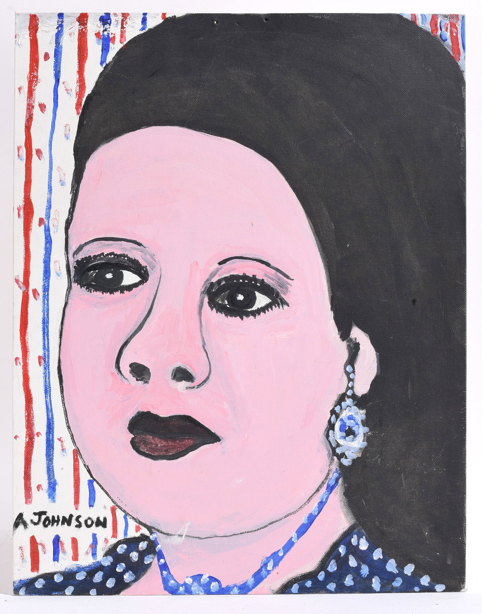Anderson Johnson Folk Art Painting: paint on artist board, signed. 14" x 18"
