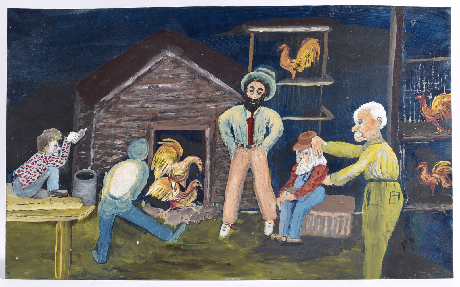 Phyllis Long "Po Phil" Folk Art Painting (1 of 2)