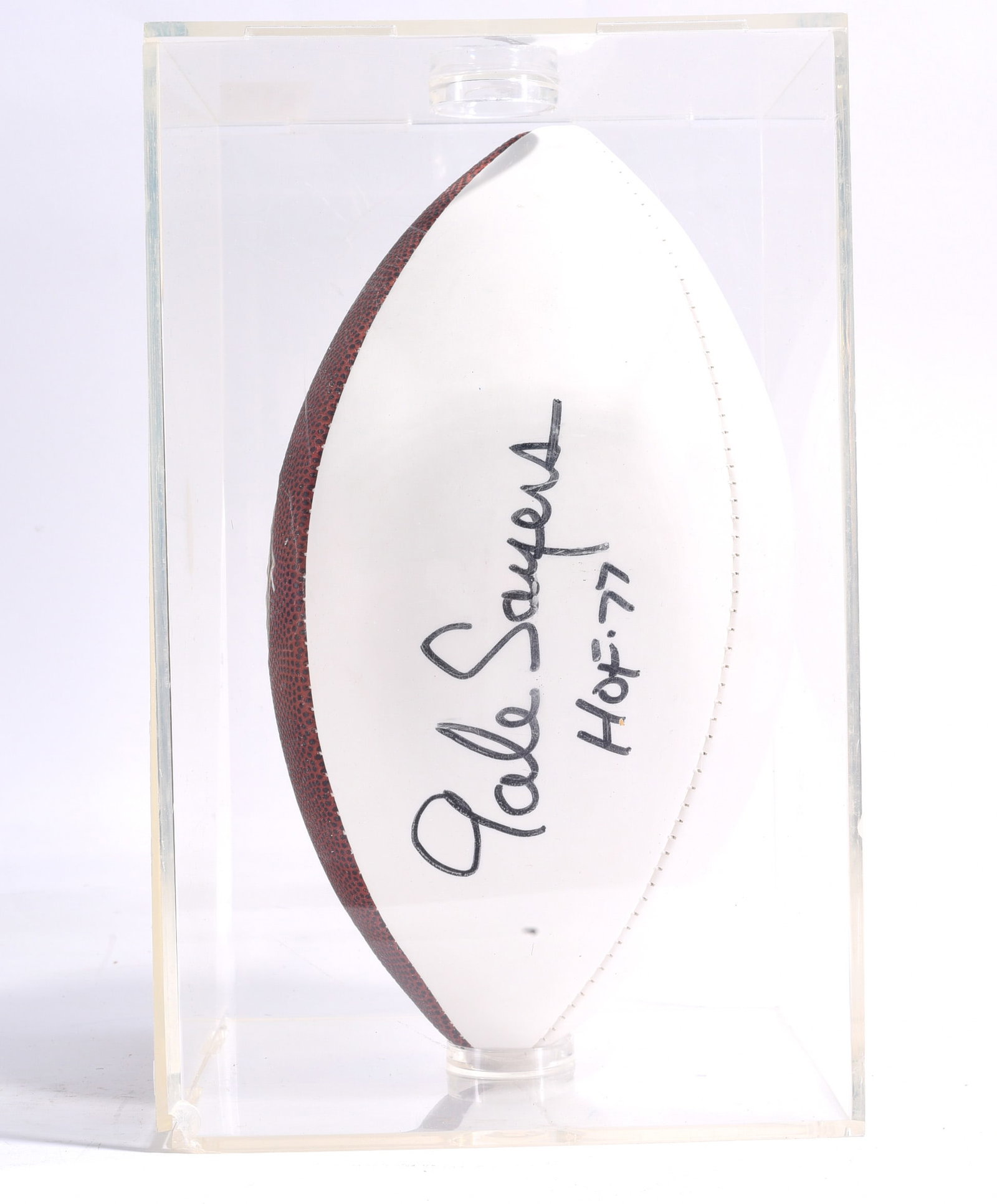 Gale Sayers Autographed Football: 7" x 12"