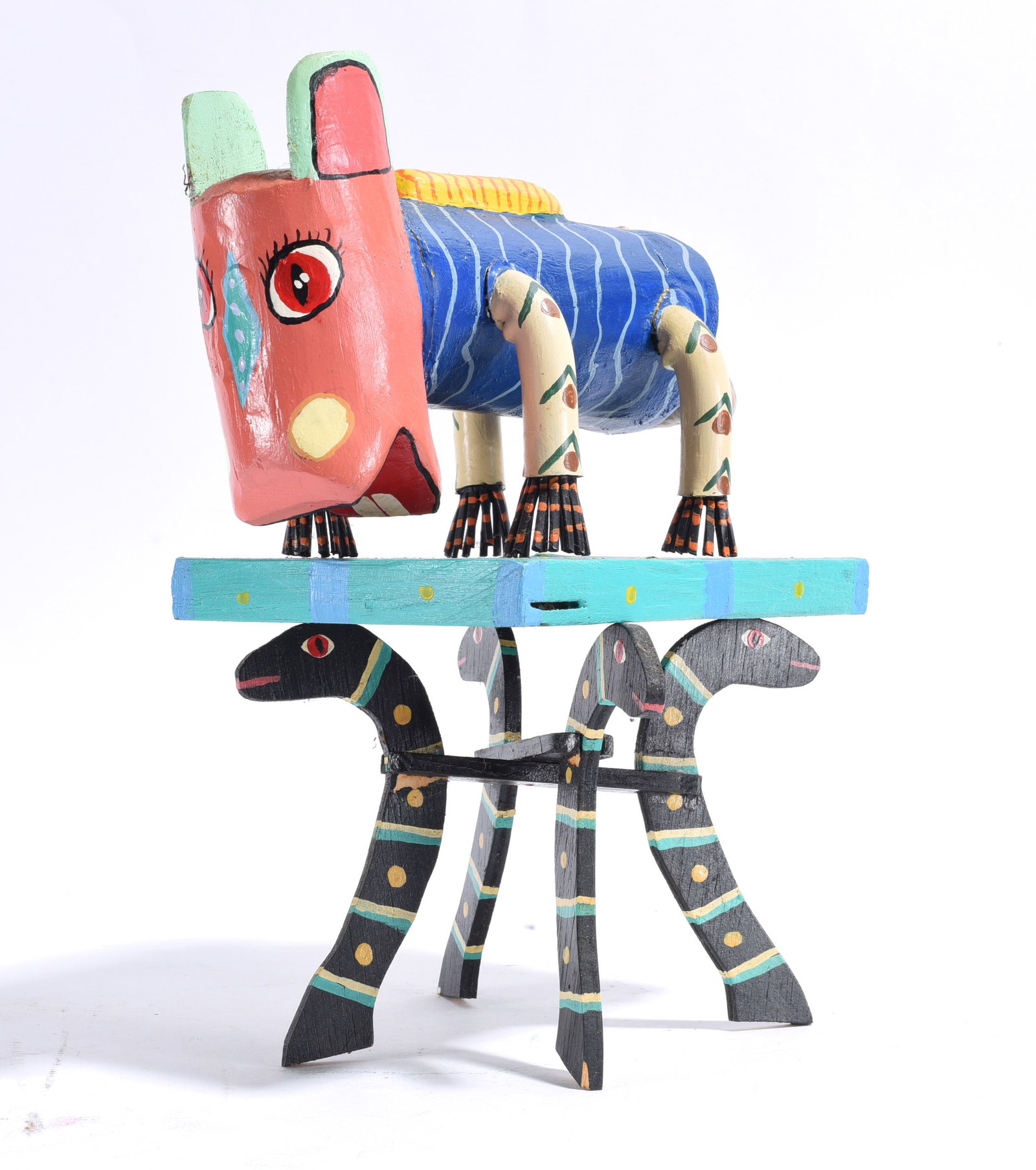 Frank Pickle Folk Art Sculpture: carved wood and paint, signed. Overall size 11" x 9"