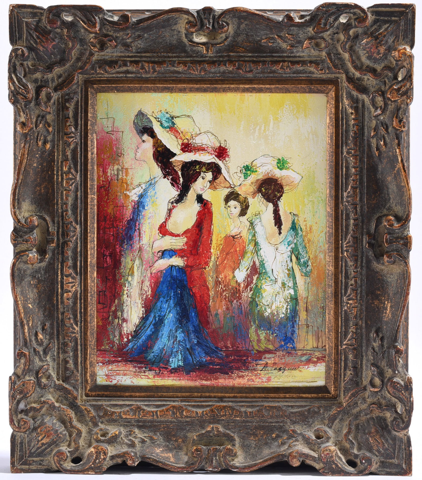 Impressionist-style acrylic on canvas painting - signed A. Posquier (1 of 2)