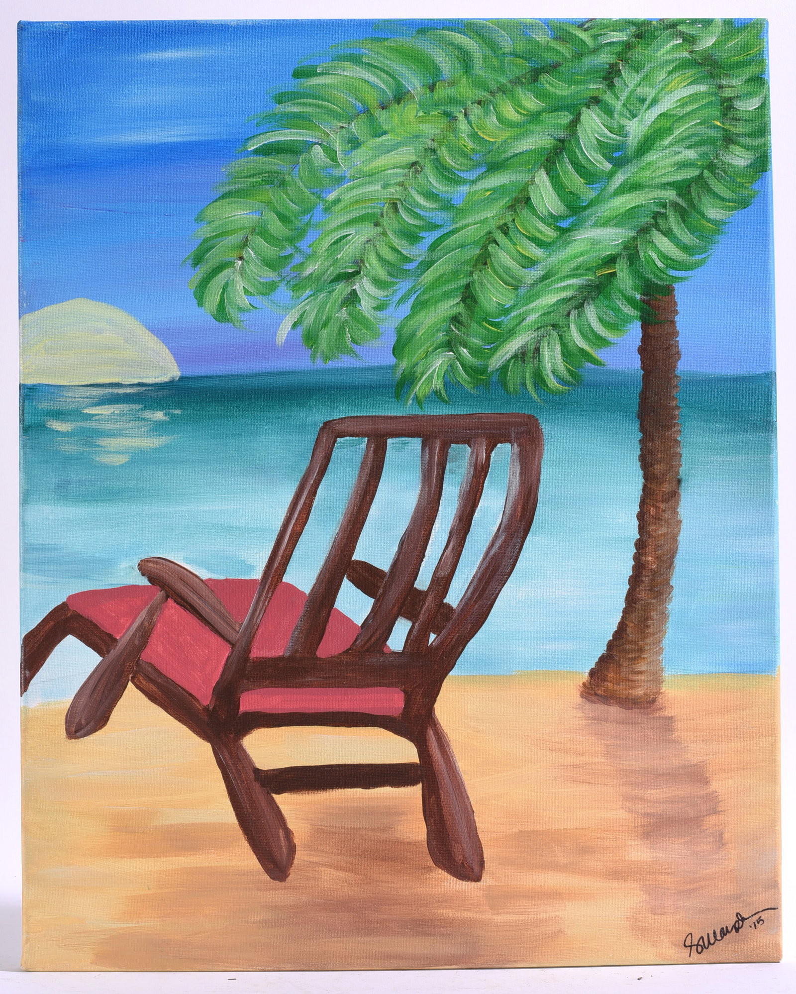 Beach Chair Sunset Scene Painting on Canvas: 16"x20" paint on canvas - signed lower right