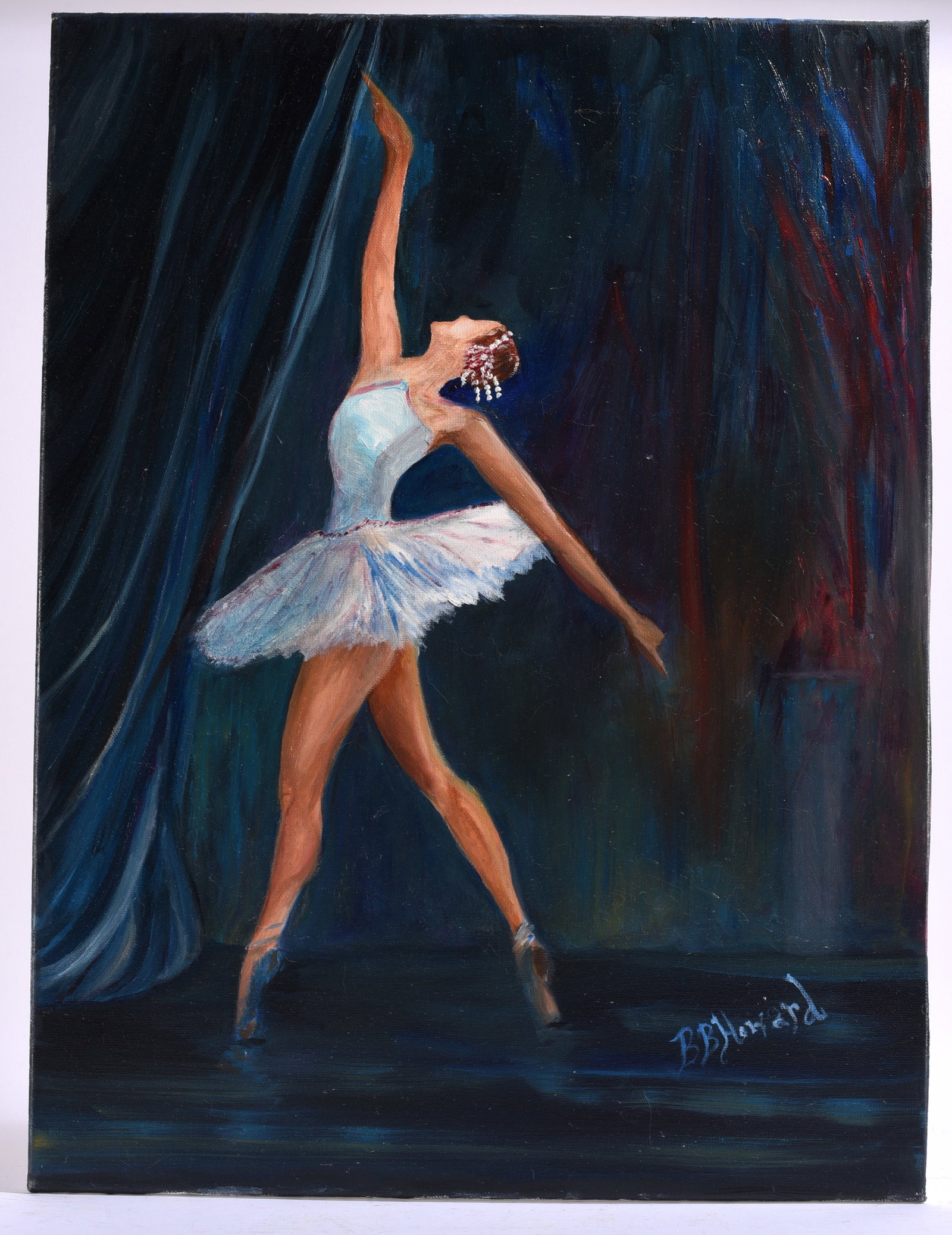 Ballerina in action oil painting -ballet art - signed B B Hanard (1 of 2)