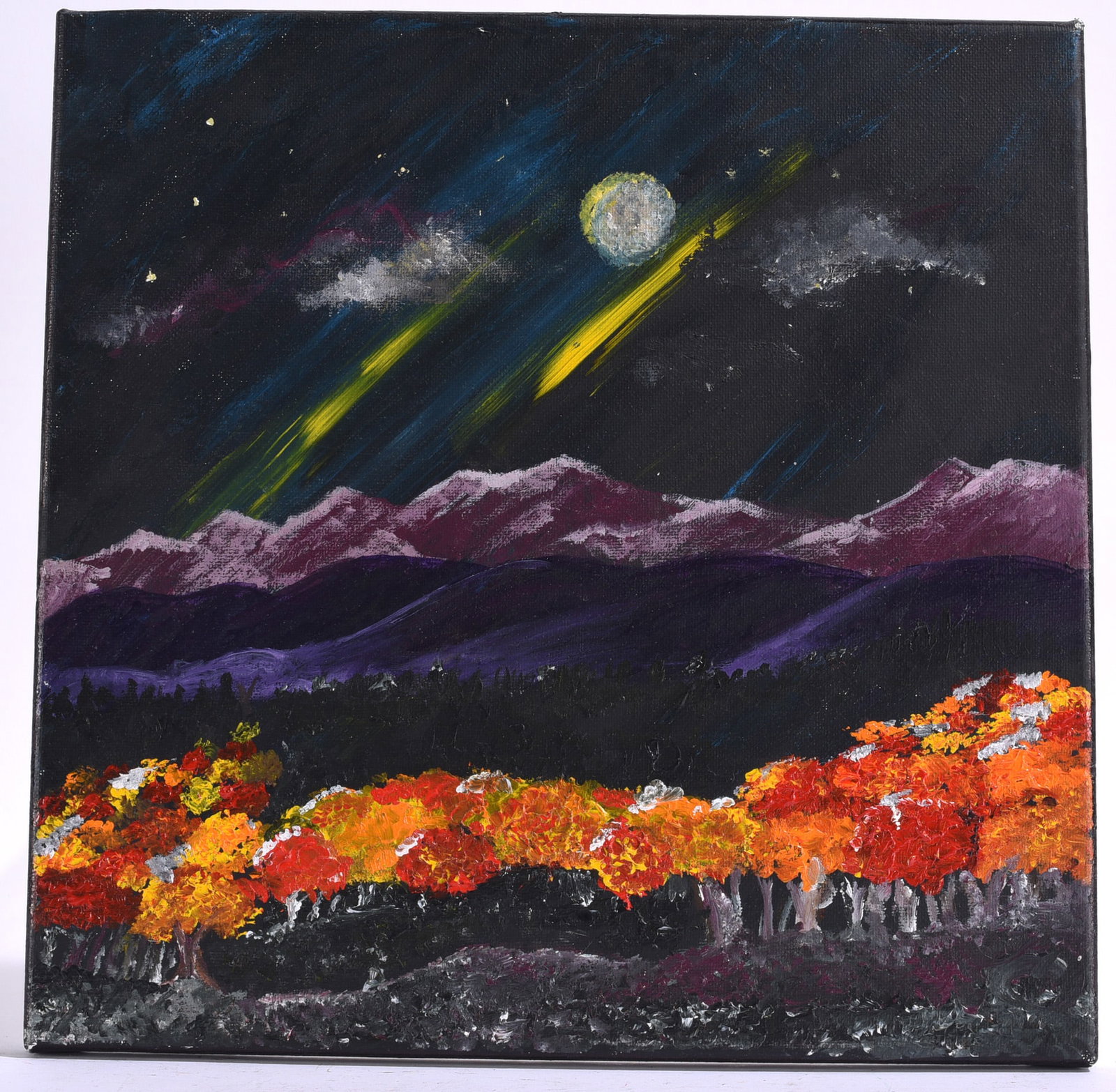 Contemporary Moonlit Mountain Landscape Painting (1 of 2)