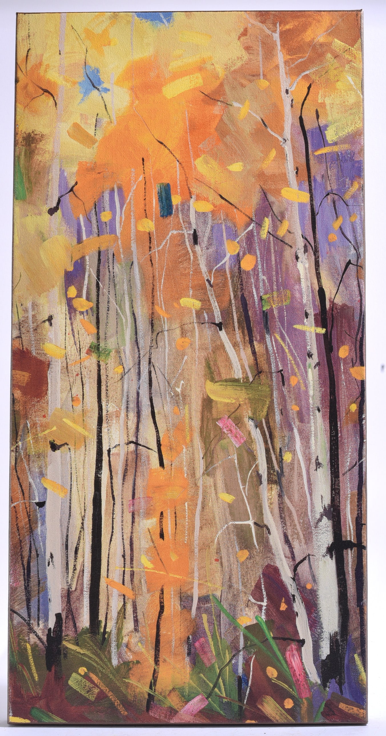 Contemporary Autumn Birch Forest Printed Canvas (1 of 2)