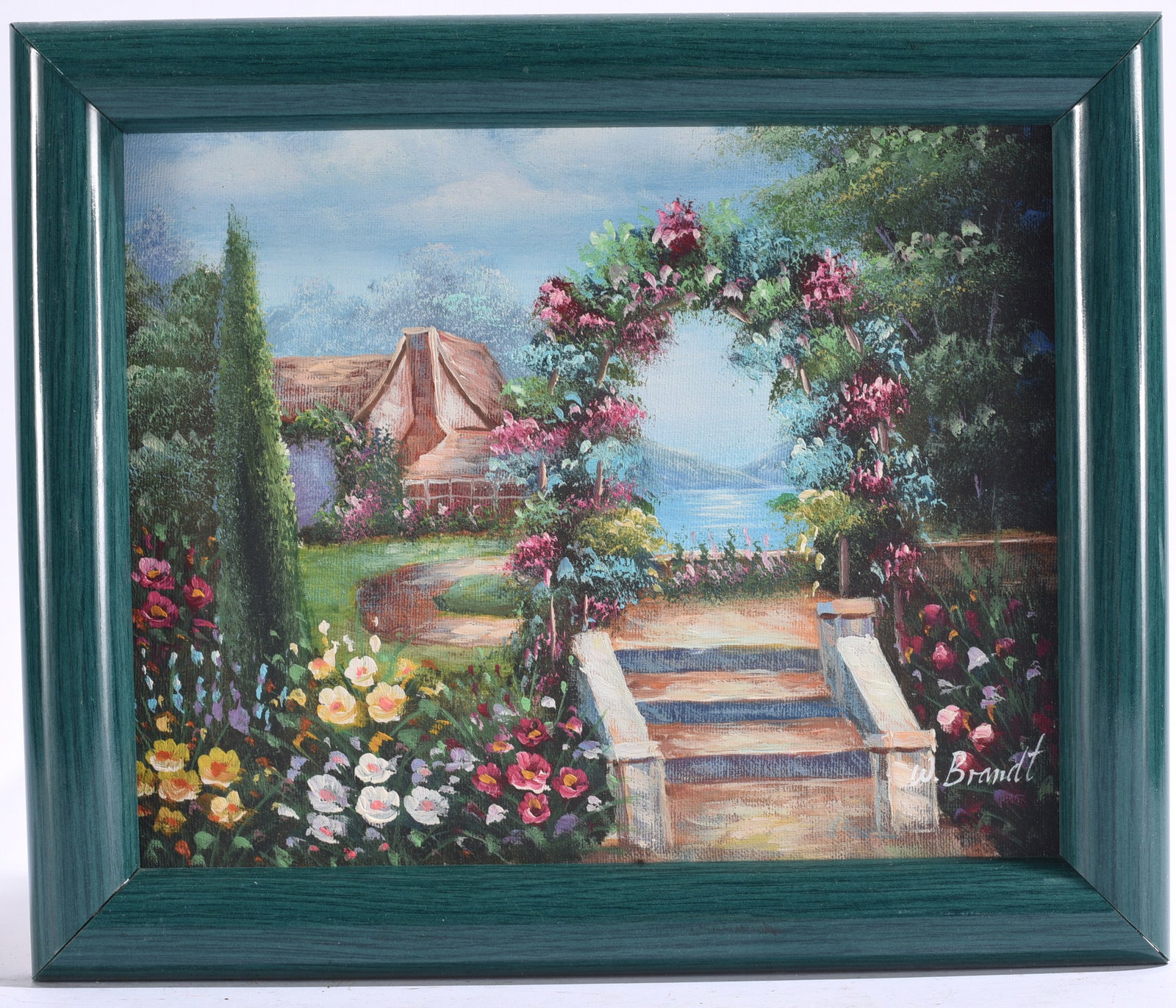 W. Brandt Cottage Garden Landscape Painting (1 of 2)