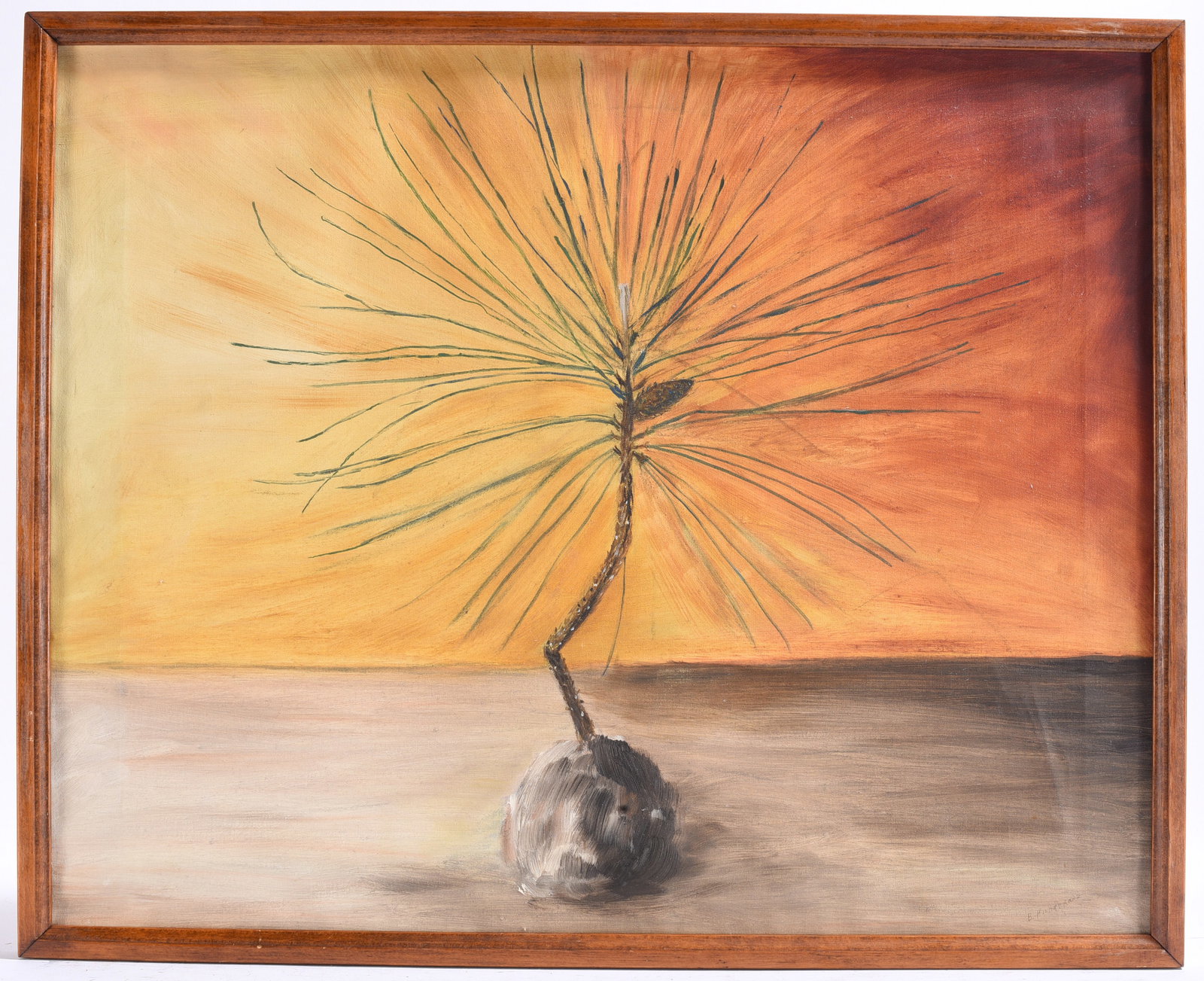 Modern Pine Tree Still Life Painting Signed Lower Right (1 of 2)