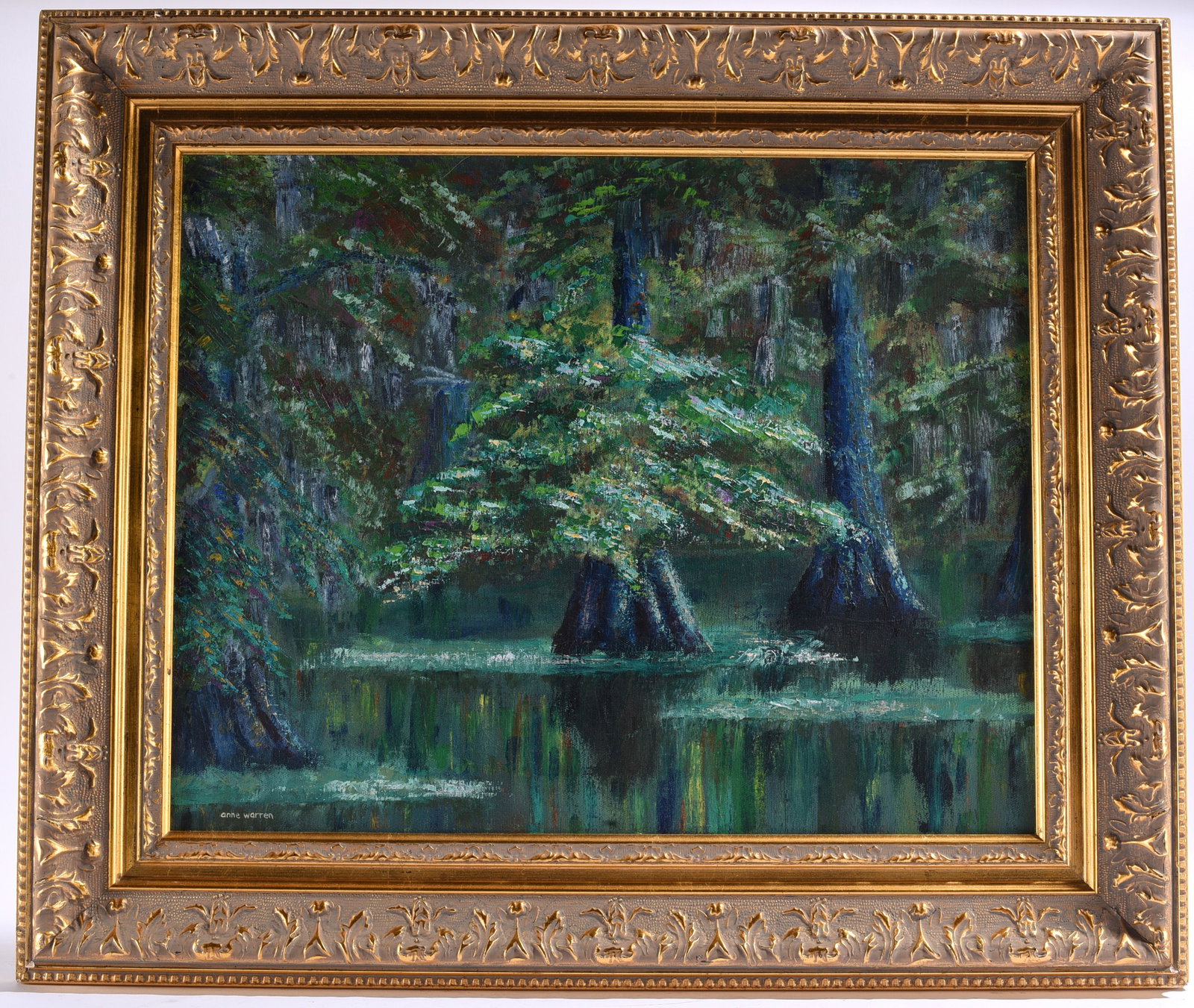 Anne Warren Cypress Swamp Landscape Painting Signed (1 of 1)