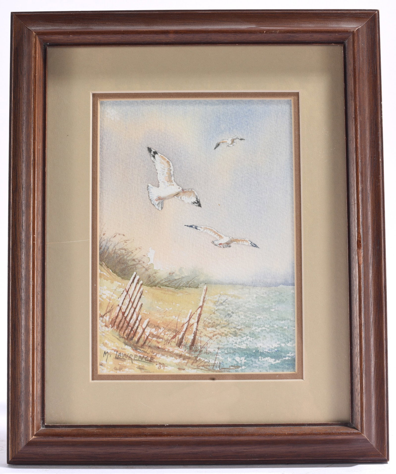 M. Laurens Coastal Seagulls Watercolor Signed (1 of 2)