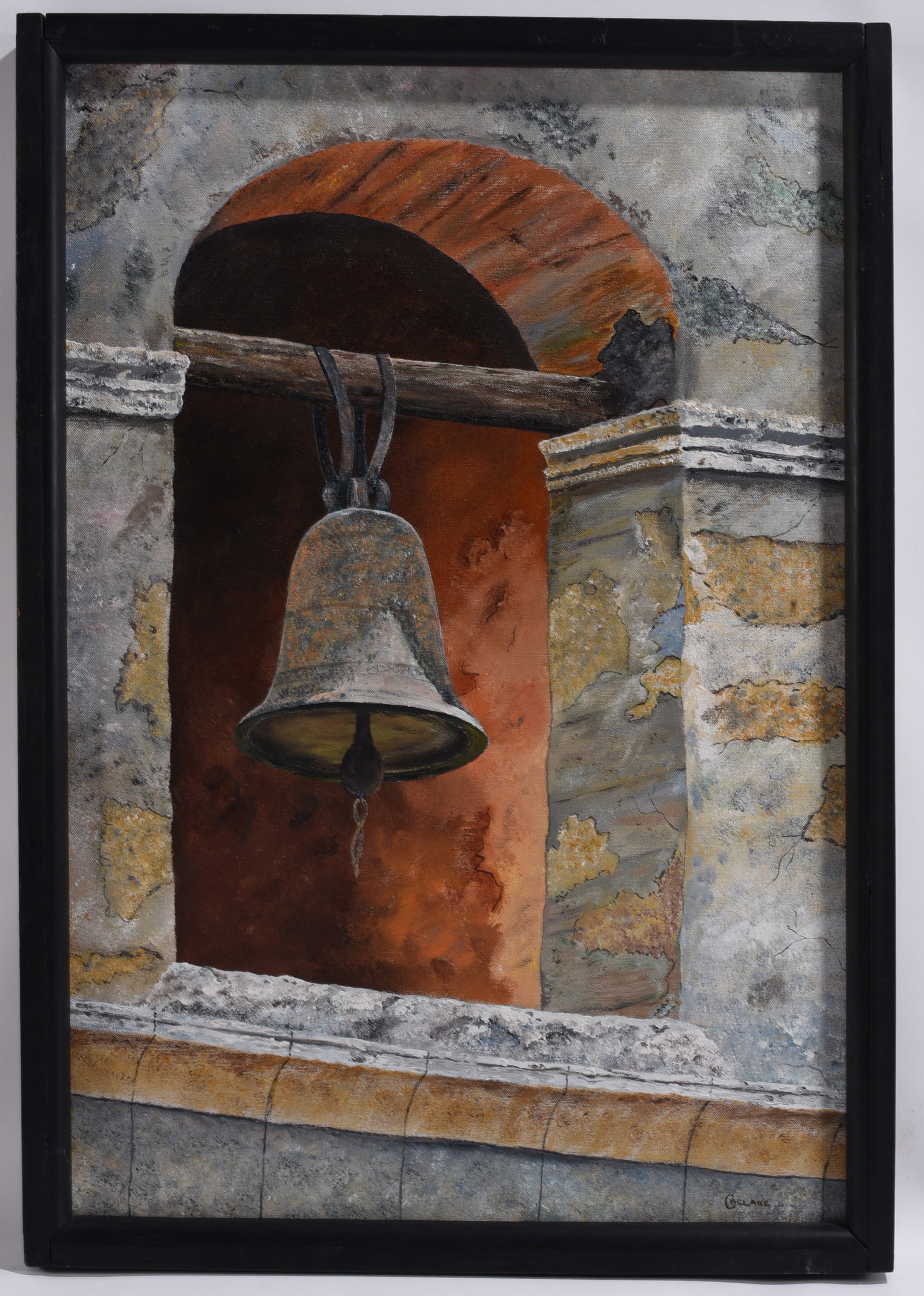 Architectural Bell Study Mixed Media Painting Signed (1 of 2)