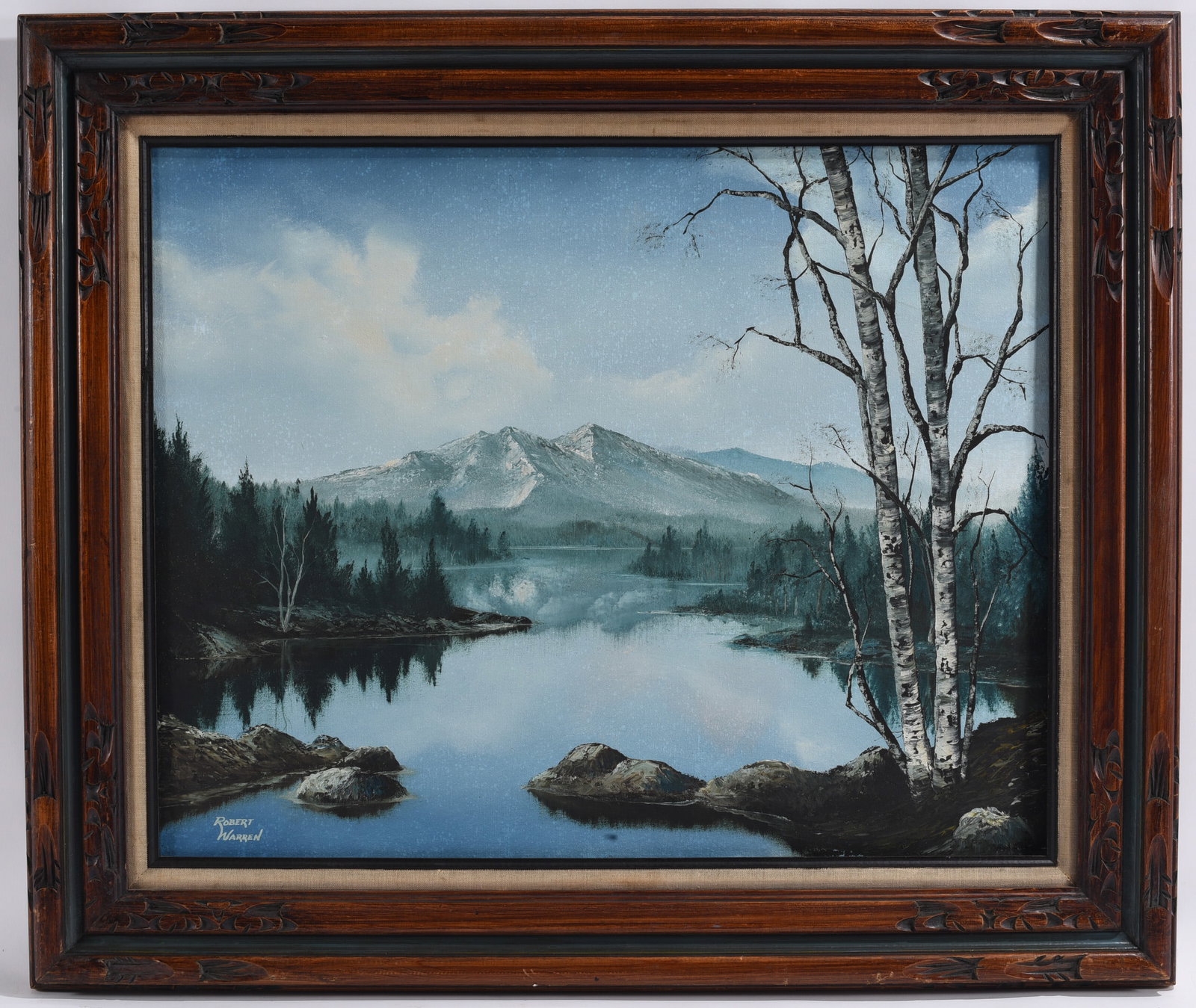 Robert Warren Mountain Lake Landscape Oil Painting Signed (1 of 2)