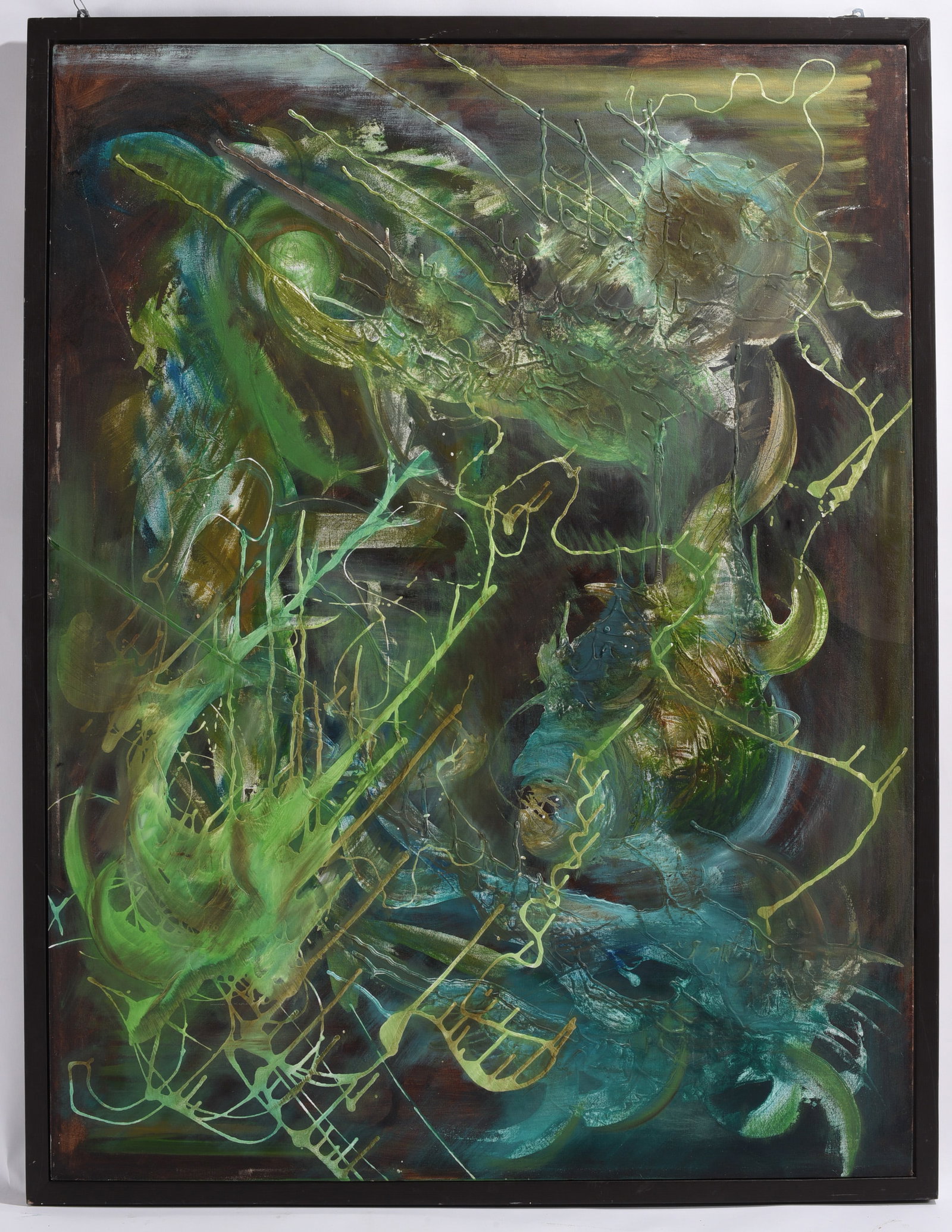Large Contemporary Green Abstract Expressionist Painting (1 of 2)