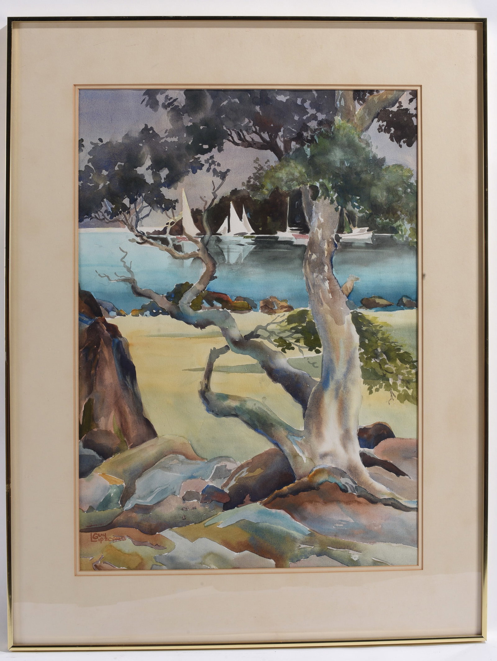 Guy Lipscombe Coastal Watercolor Paintingv Signed (1 of 2)
