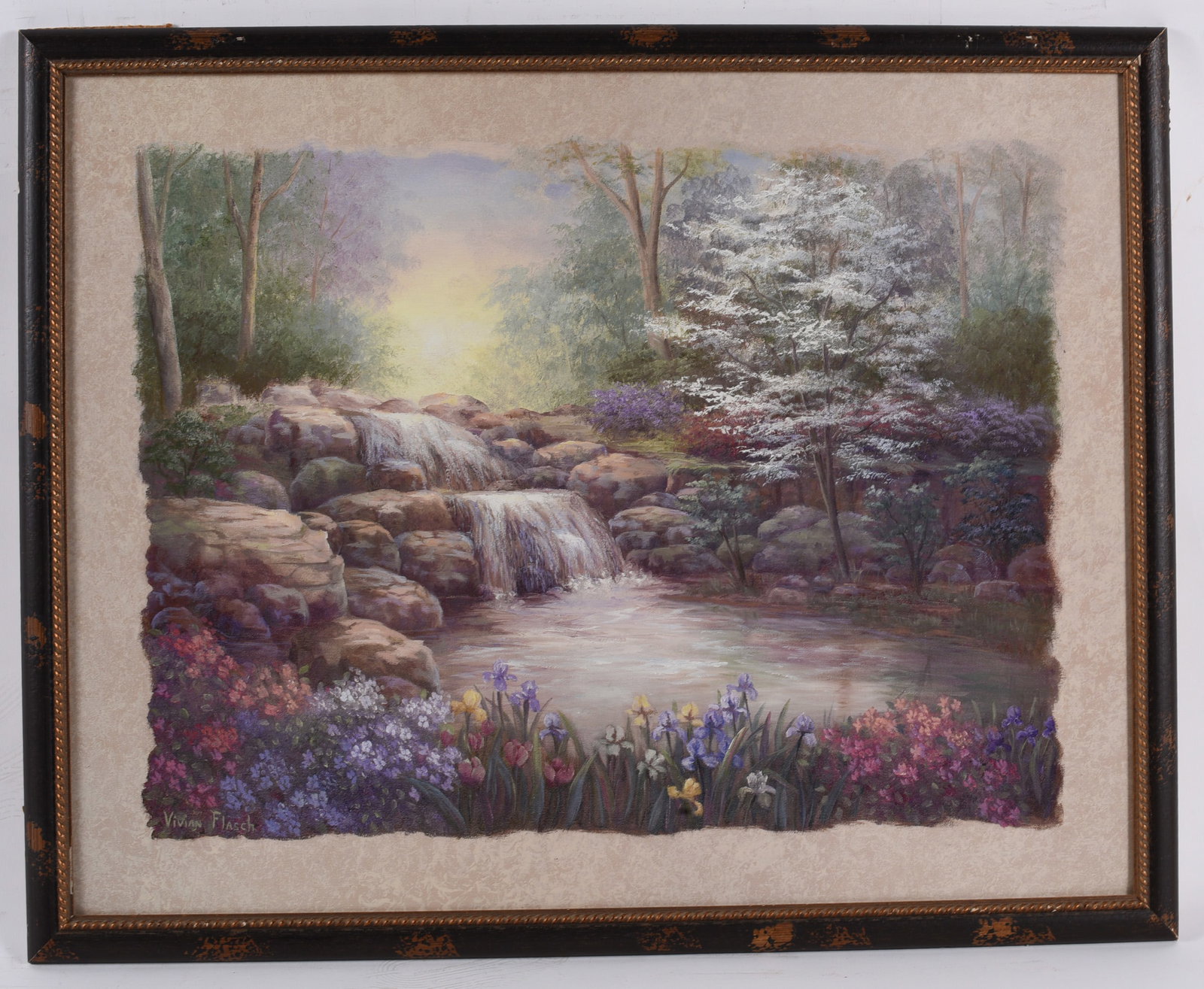 Framed Waterfall Garden Landscape Print by Vivian Flasch (1 of 1)