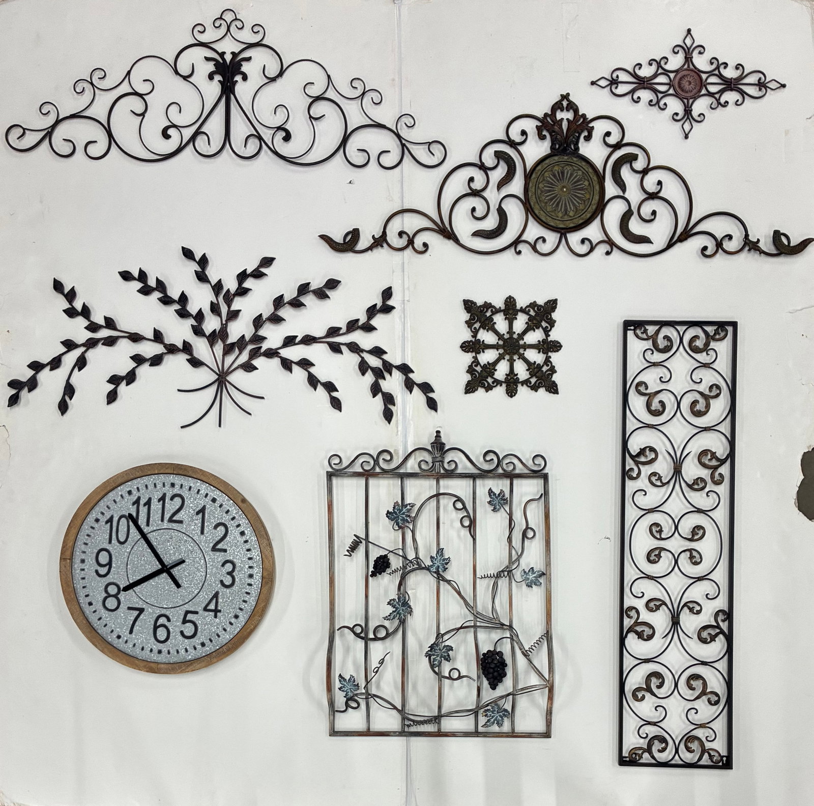 Decorative Metal Wall Art & Clock Group (1 of 1)