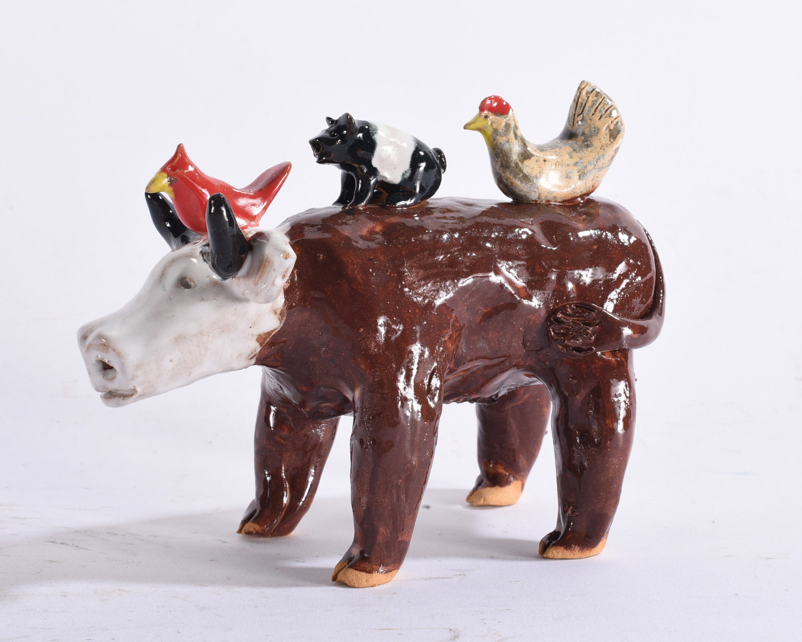 Folk Pottery Cow Figural by Lynn Bailey (1 of 3)