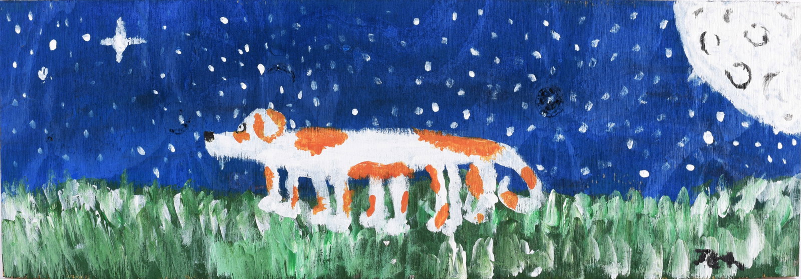 Jet Ledbetter Folk Art Painting: 24.5" x 8.5" - Jet Ledbetter born 2014 has a natural ability to create. He is self taught and loves to paint like his pawpaw. He hangs out at the auction and draws inspriration from many of the