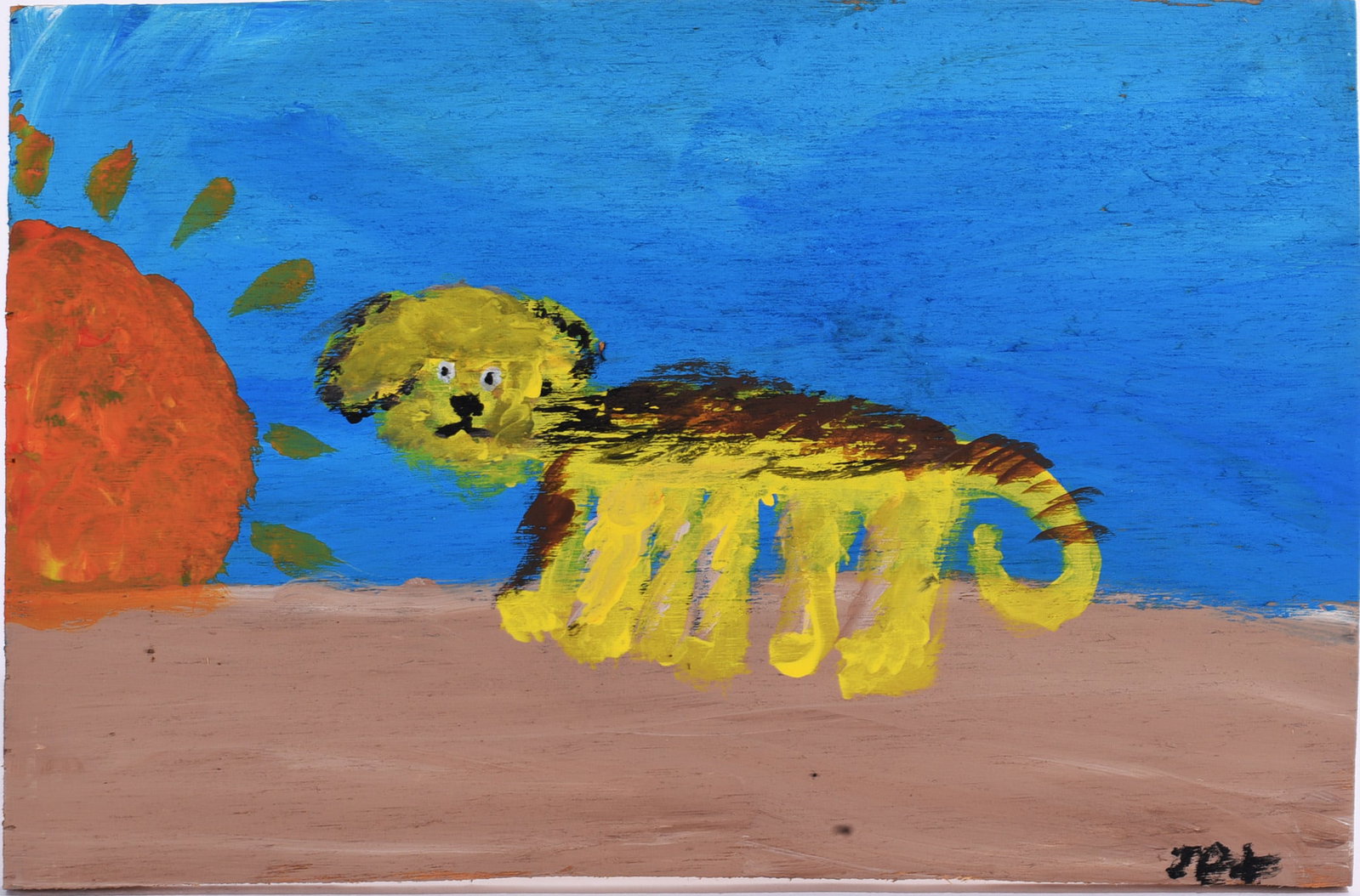 Jet Ledbetter Folk Art Painting: 12.5" x 8" - Jet Ledbetter born 2014 has a natural ability to create. He is self taught and loves to paint like his pawpaw. He hangs out at the auction and draws inspriration from many of the artist